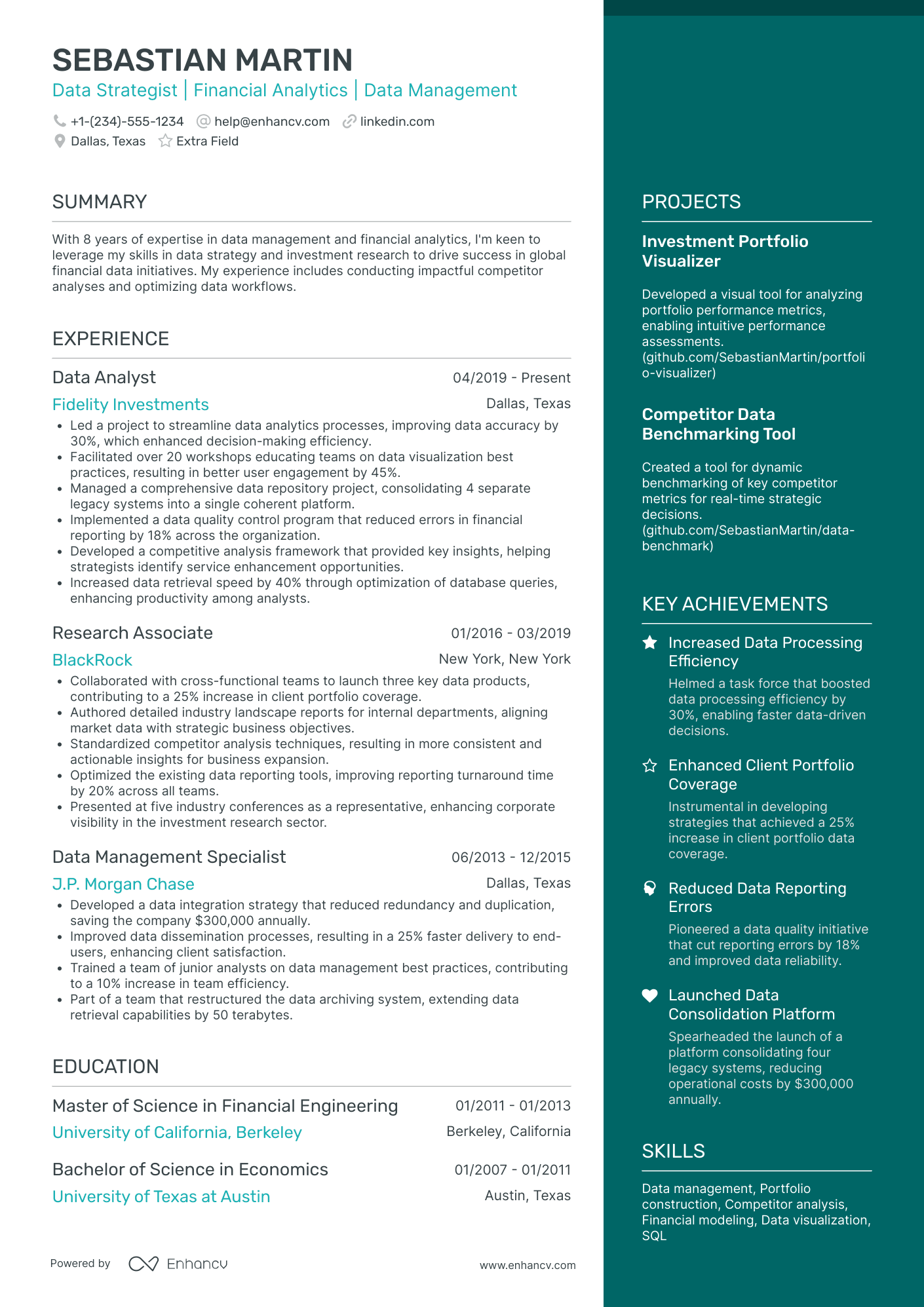 Experienced Data Mining Strategist Resume Example