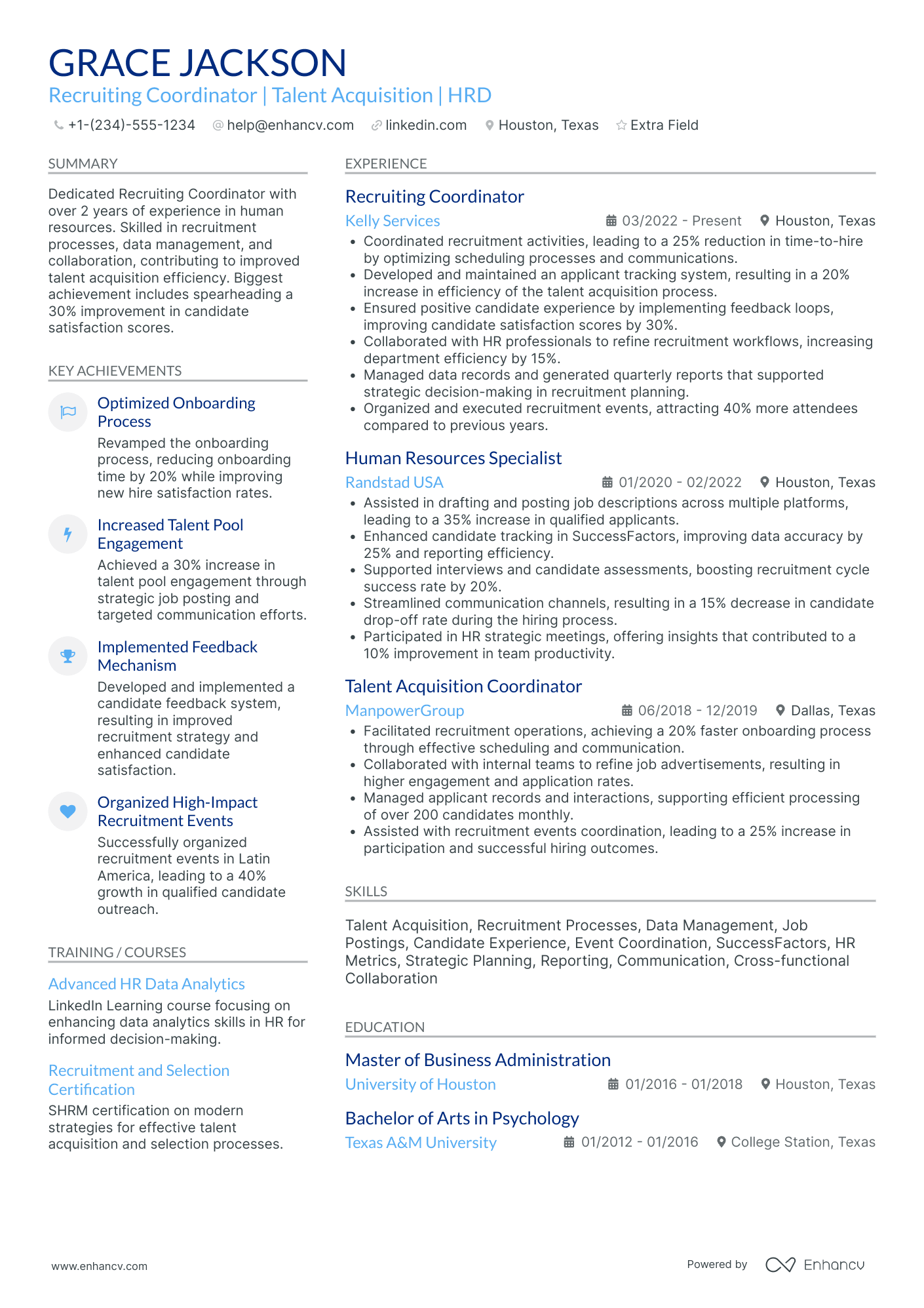 Technical Recruiting Coordinator Resume Example