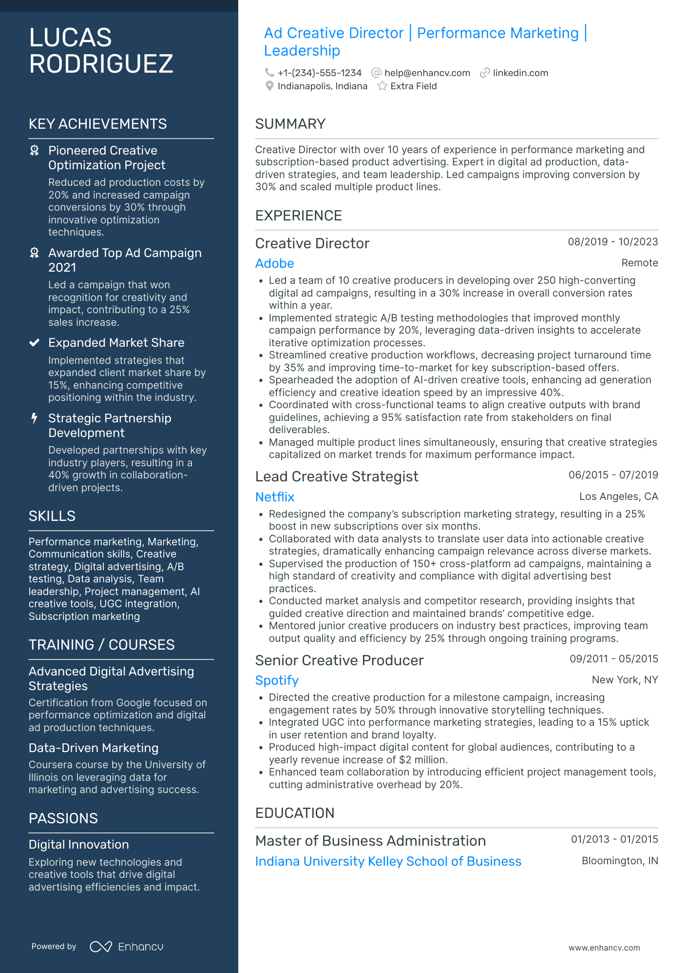 Advertising Art Director Resume Example