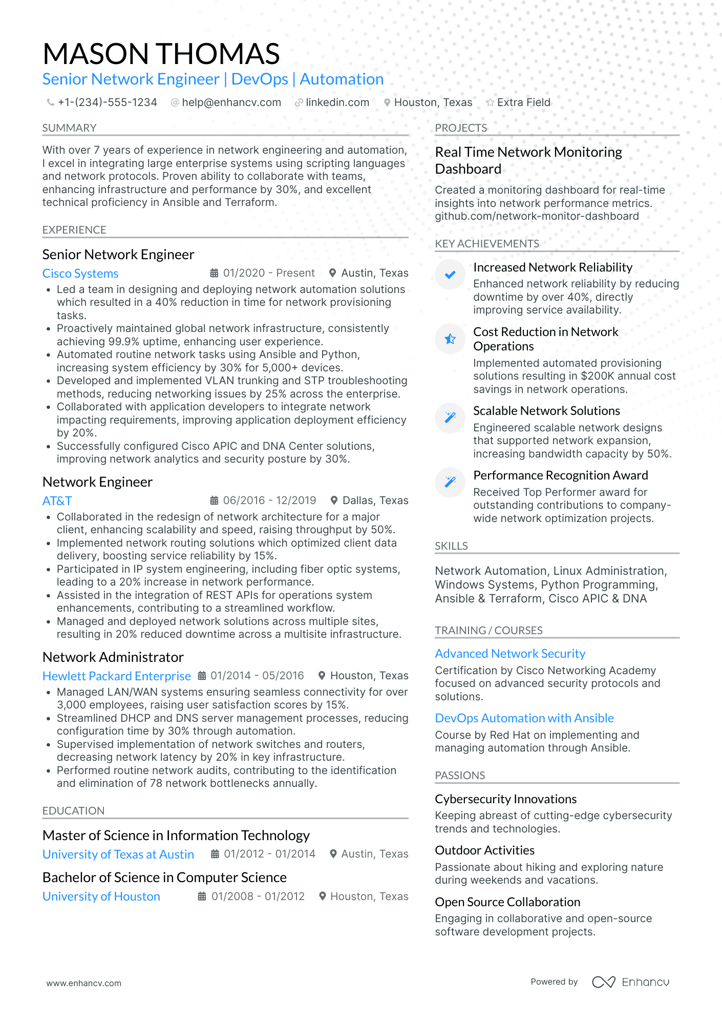 Devops Network Engineer Resume Example