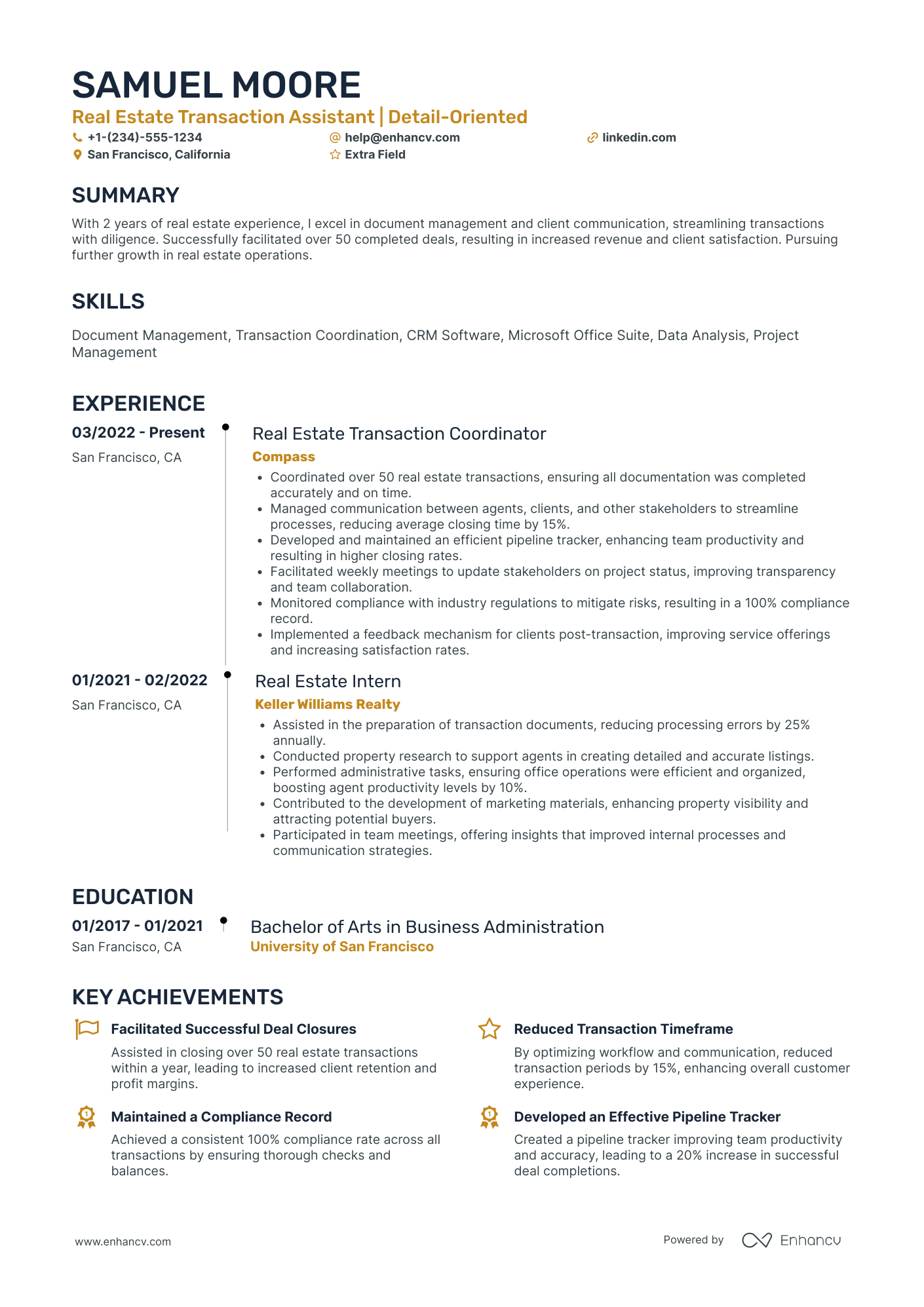 Real Estate Transaction Assistant Resume Example