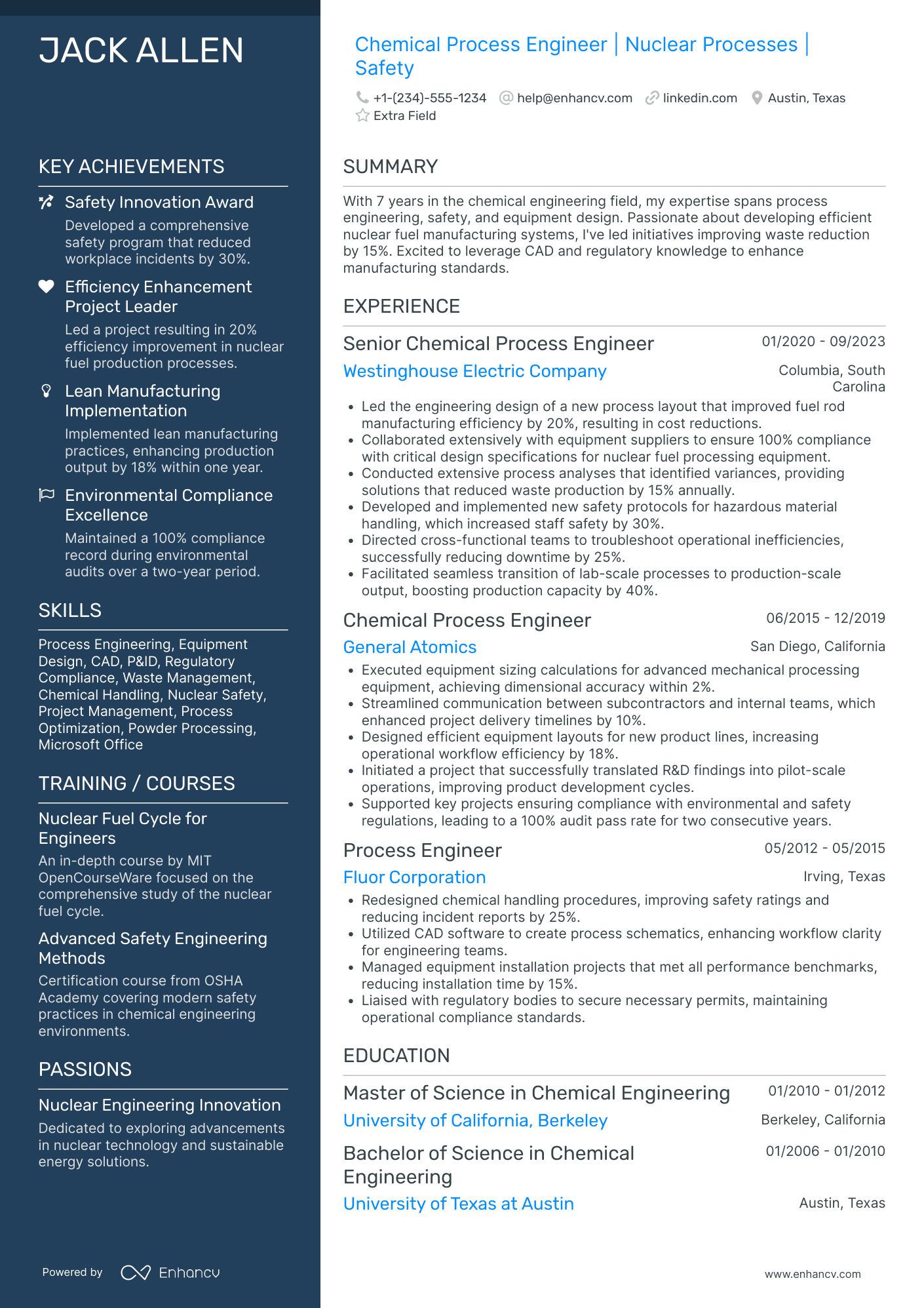 Chemical Systems Engineer Resume Example