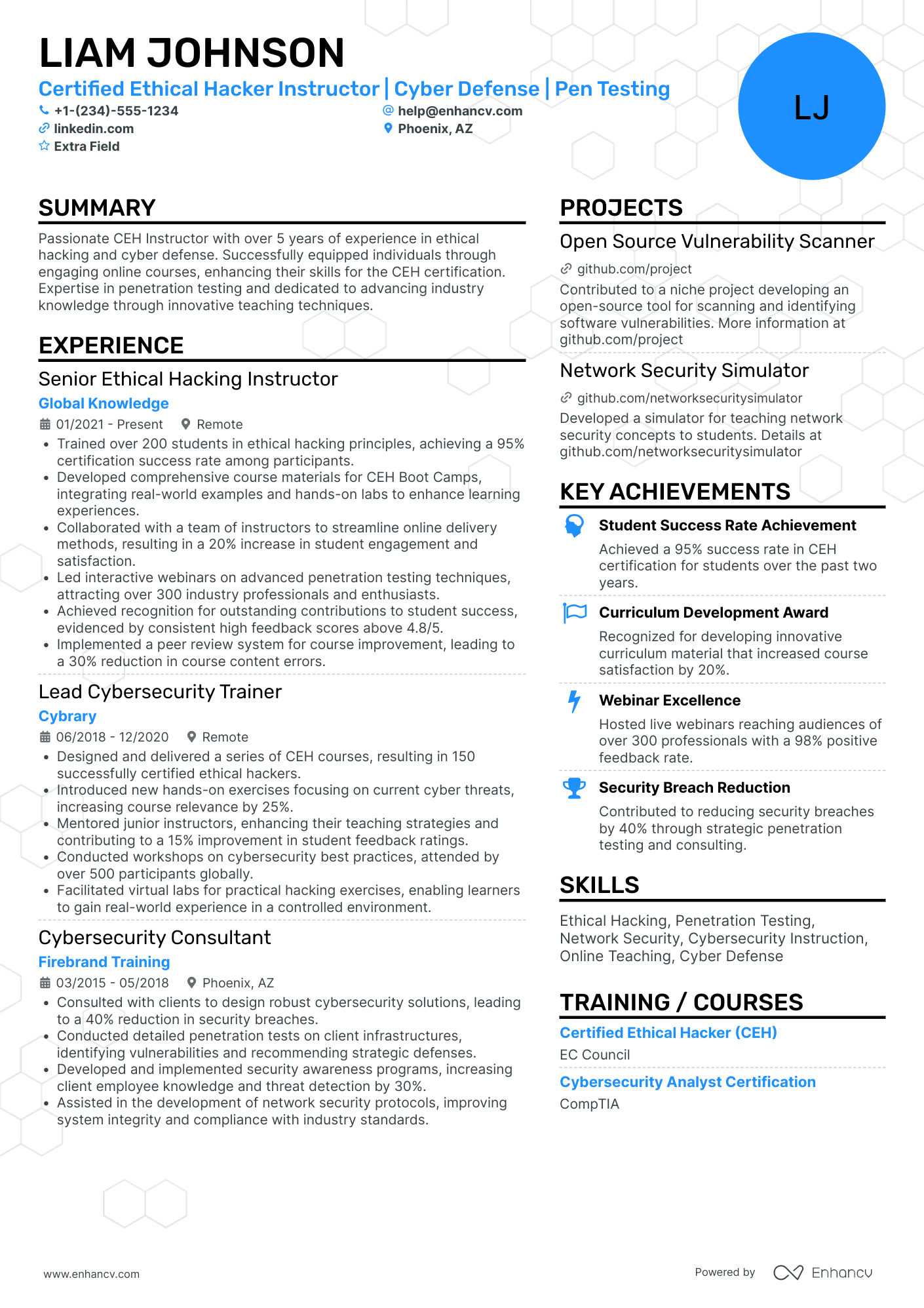 Ethical Hacker Coordinator Resume Example