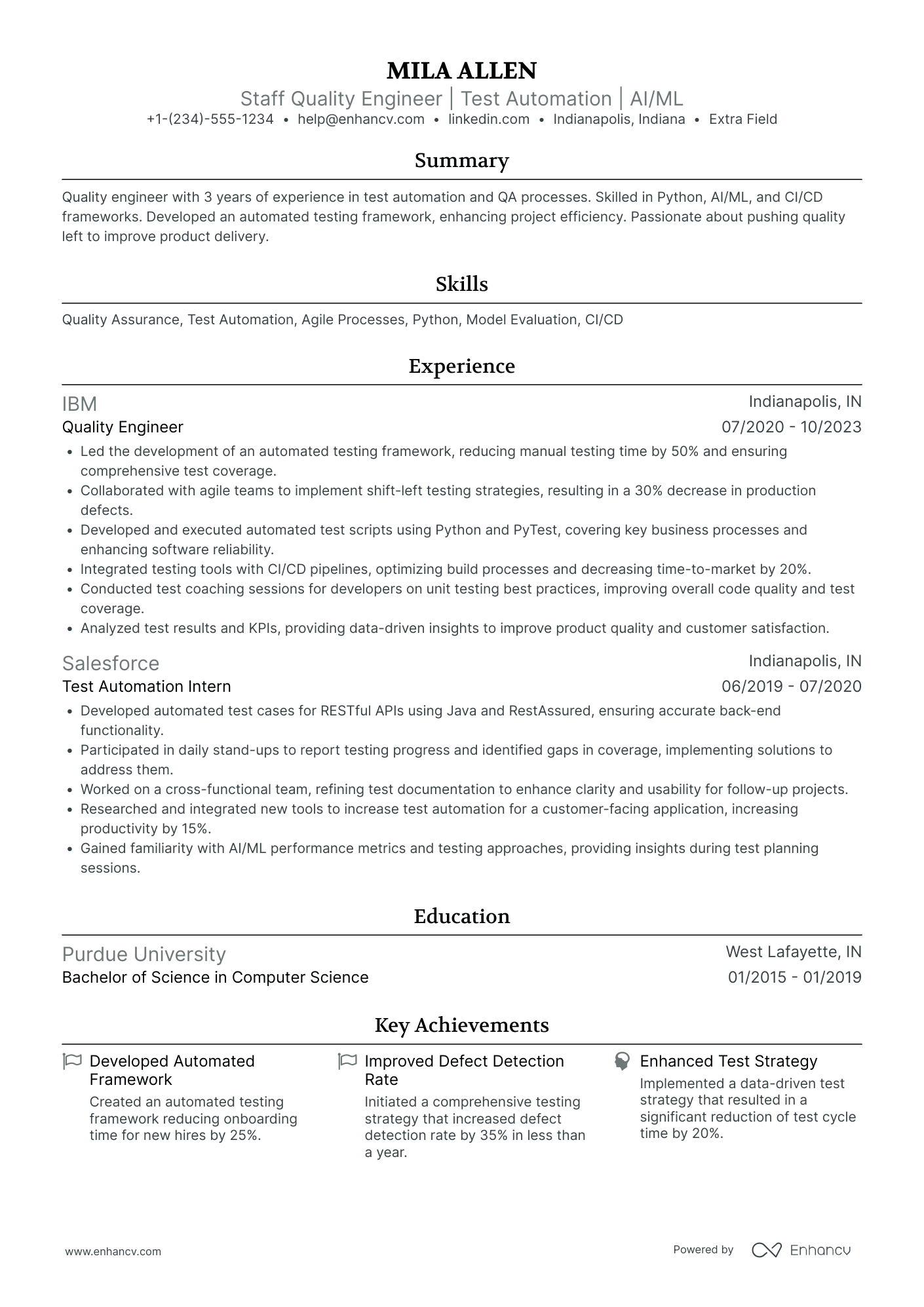 Junior Machine Learning Engineer Resume Example