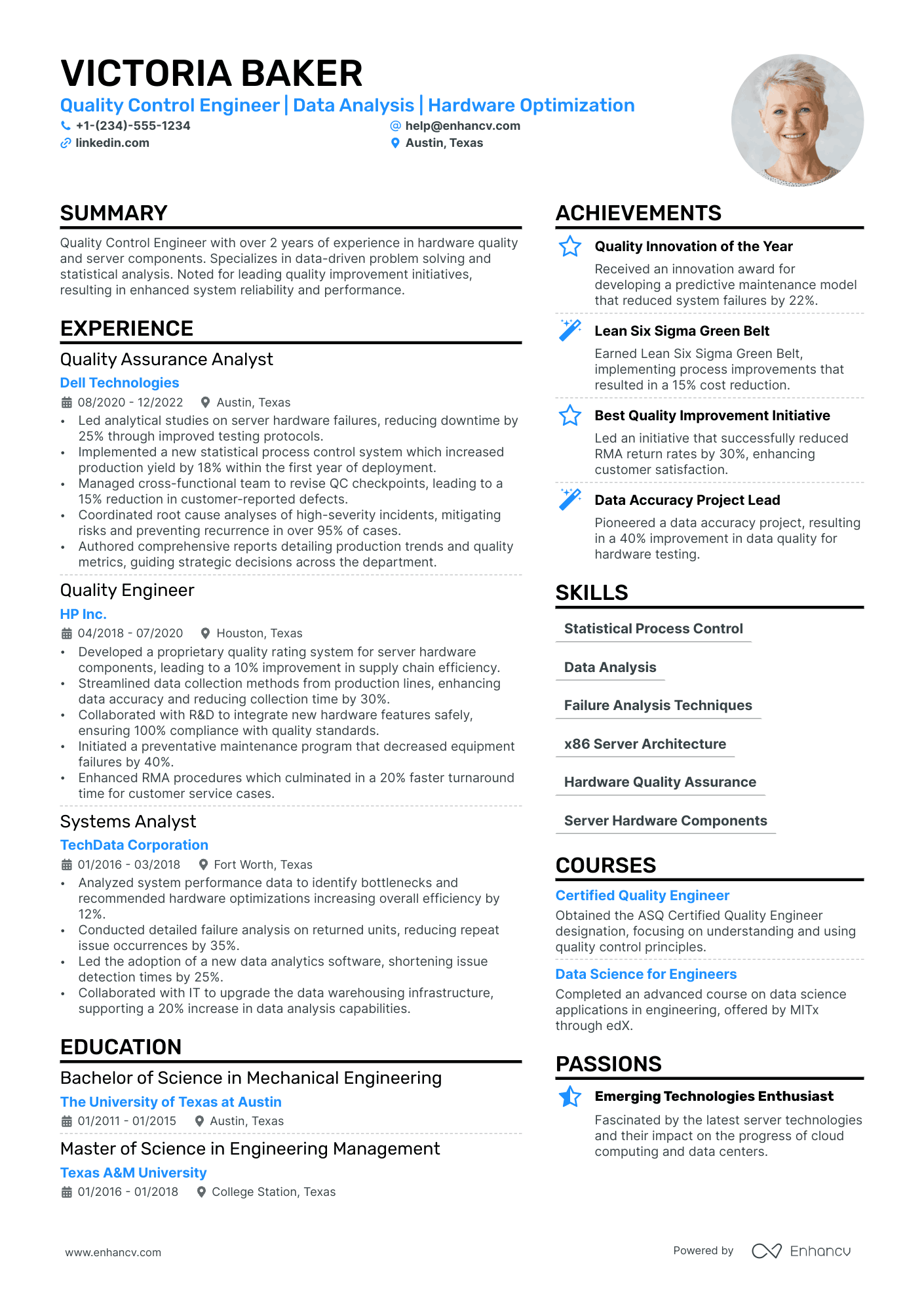 Quality Control Engineer Resume Example