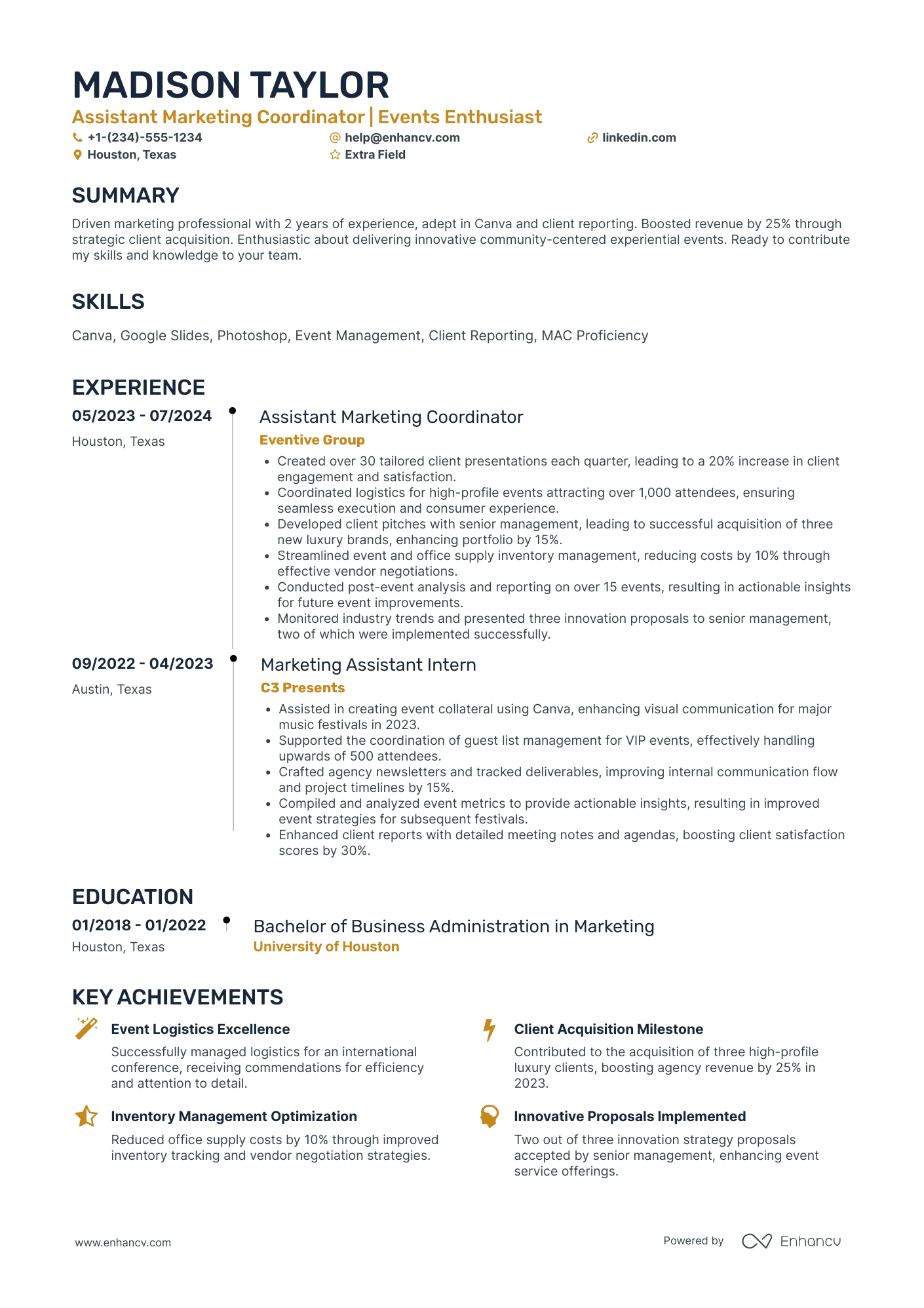 Marketing Assistant Coordinator Resume Example