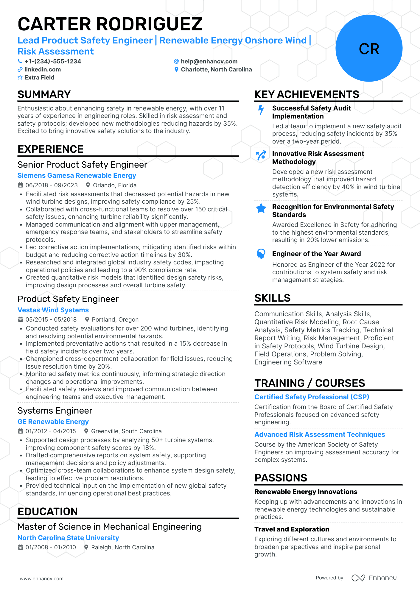 Product Safety Engineer Resume Example