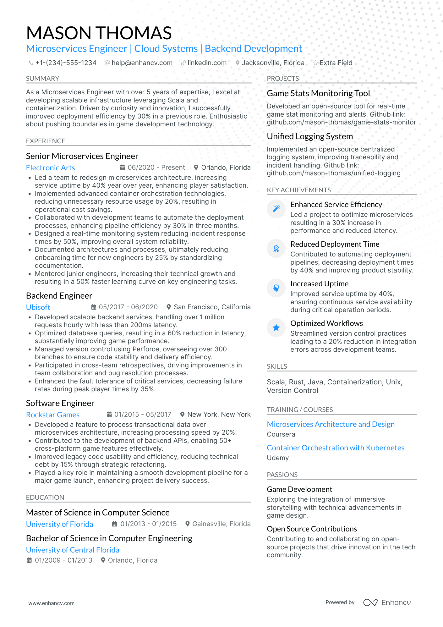 Microservices Infrastructure Engineer Resume Example