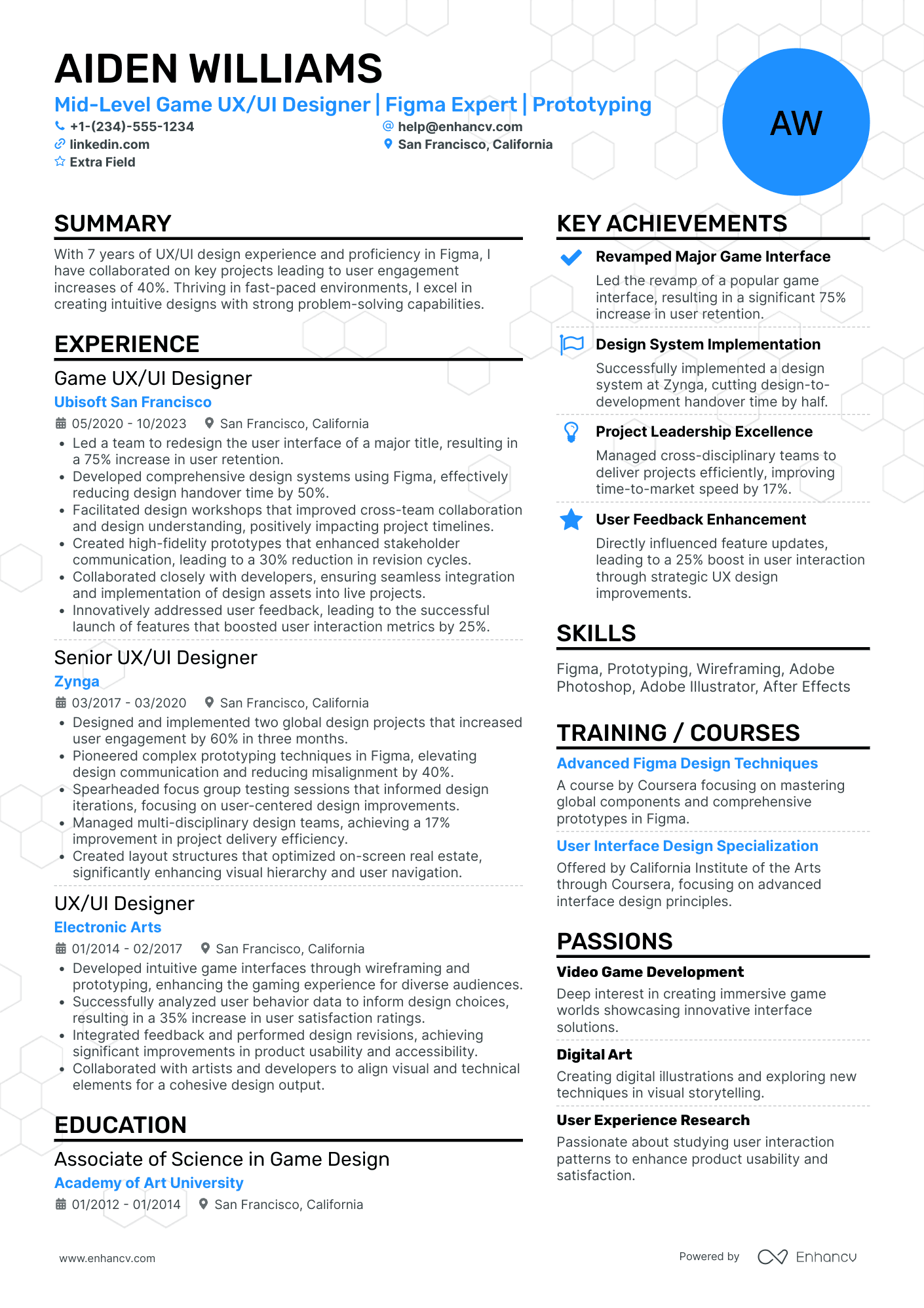 Mid Level UX UI Designer Resume Example