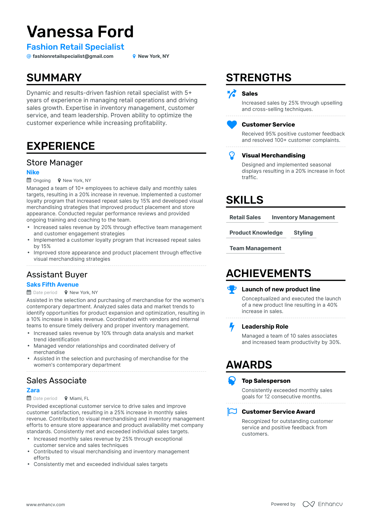 resume examples 2023 retail