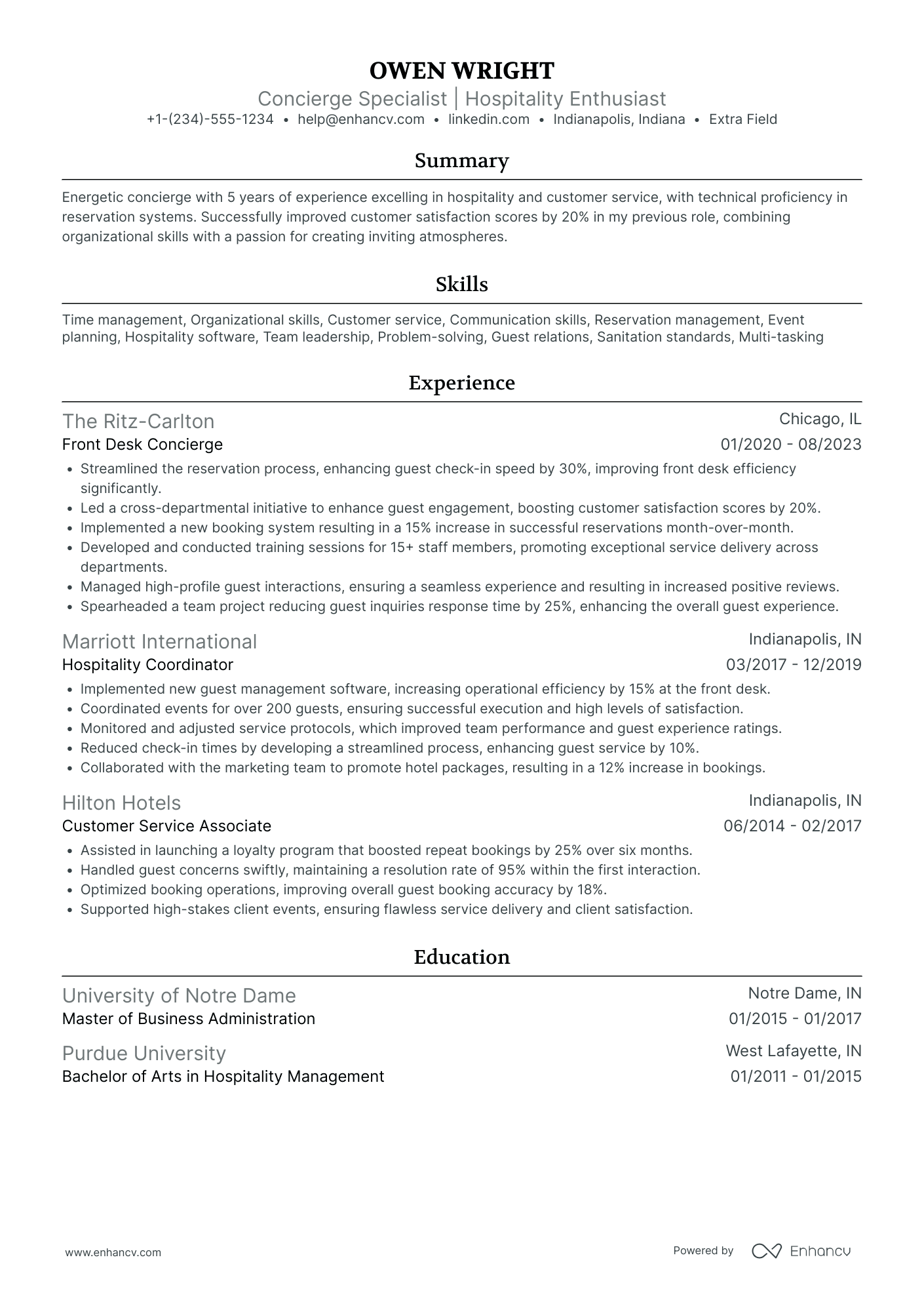 Nightclub Hostess Resume Example