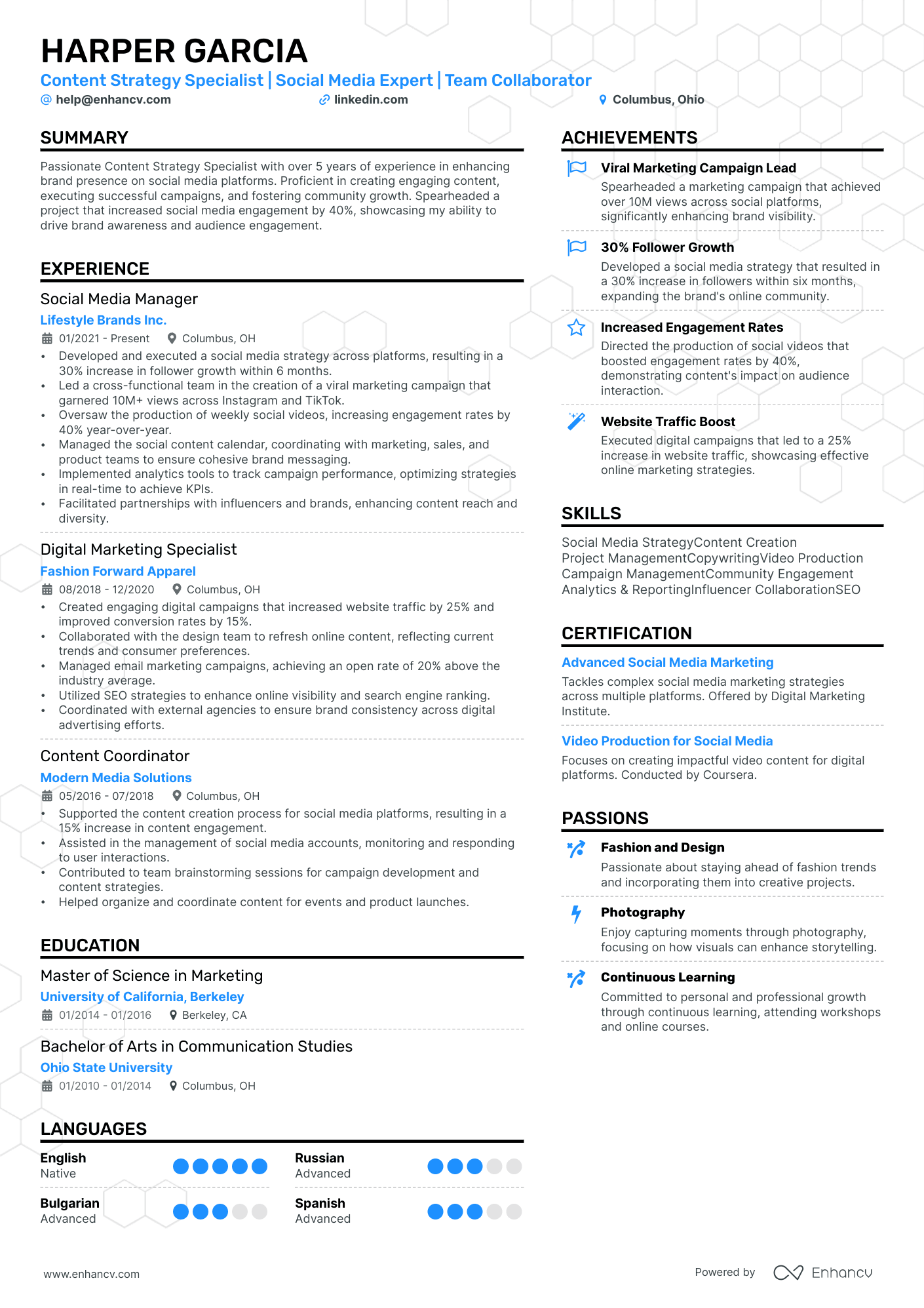 Social Media Coordinator Resume Example