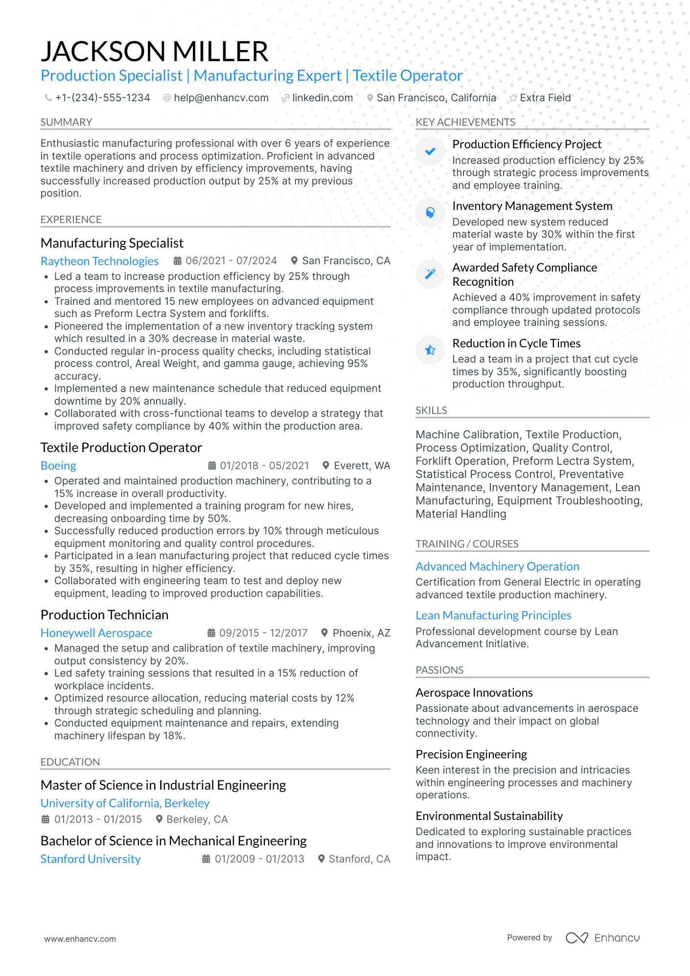 Textile Machine Operator Resume Example