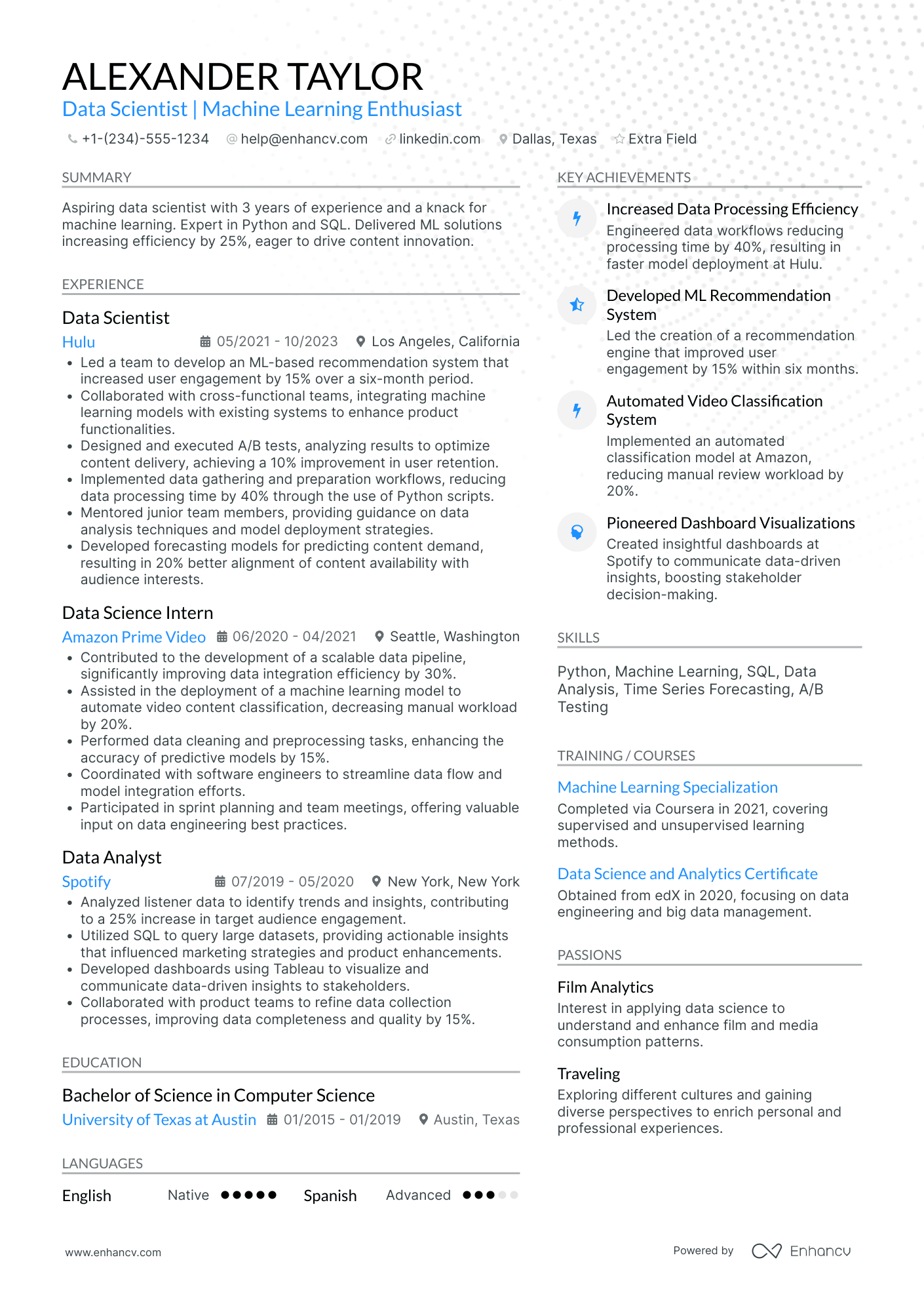 Junior Machine Learning Scientist Resume Example