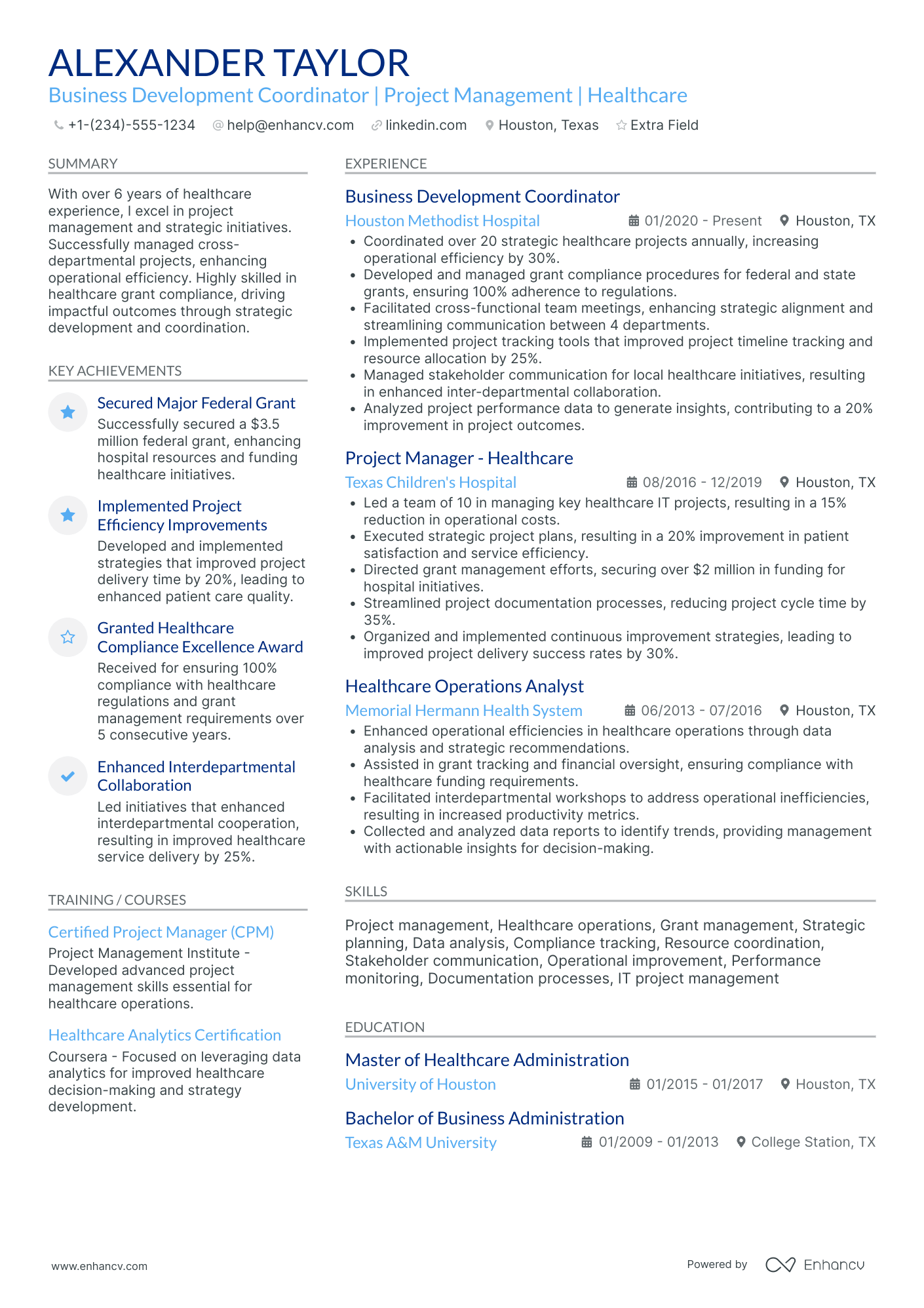 Business Development Coordinator Resume Example