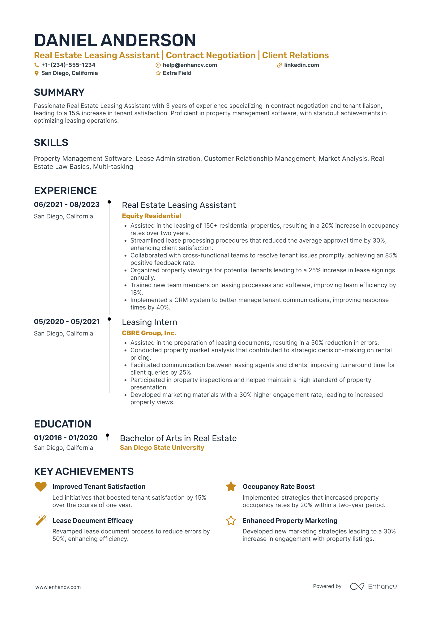 Real Estate Leasing Assistant Resume Example