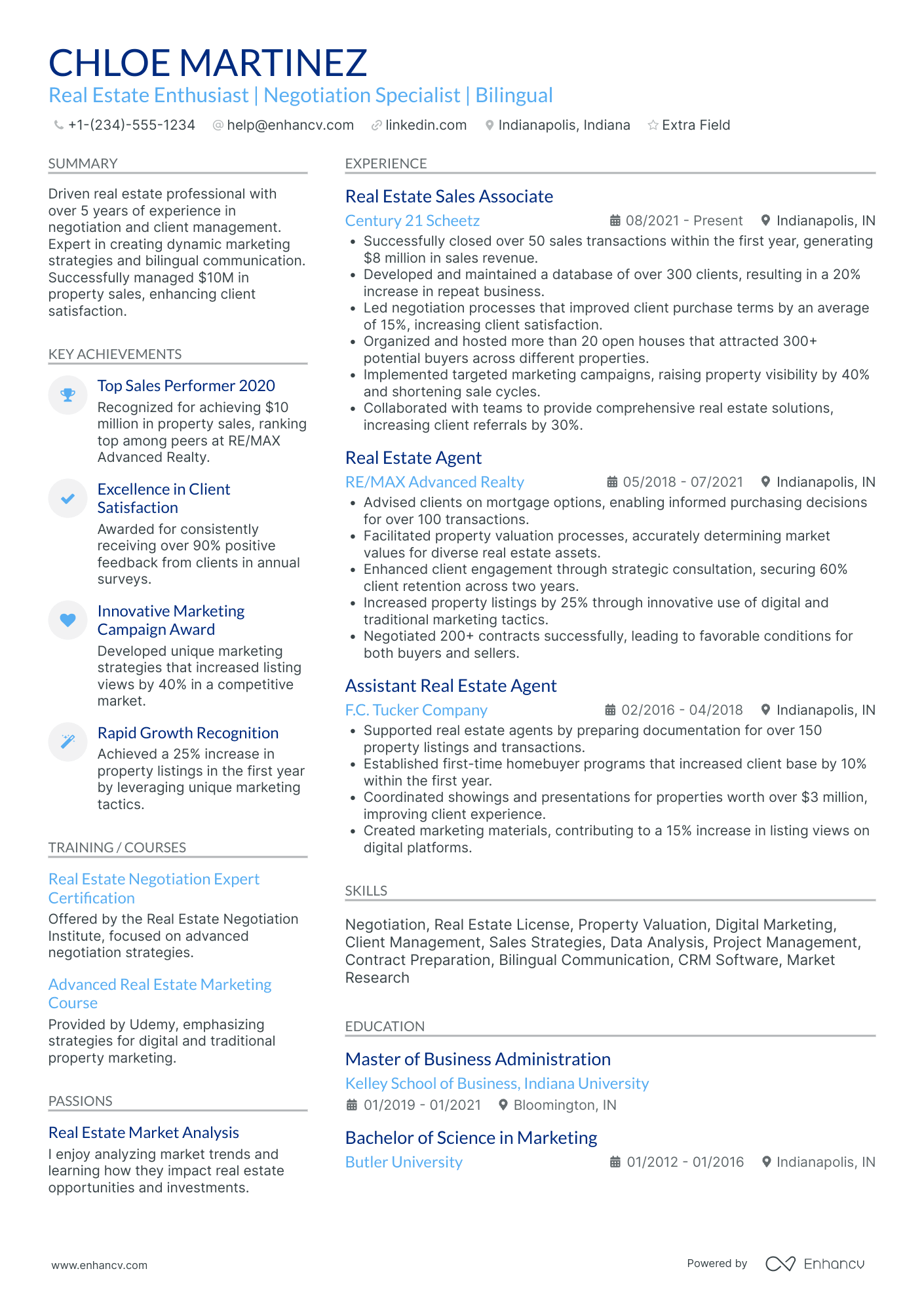 Associate Real Estate Agent Resume Example