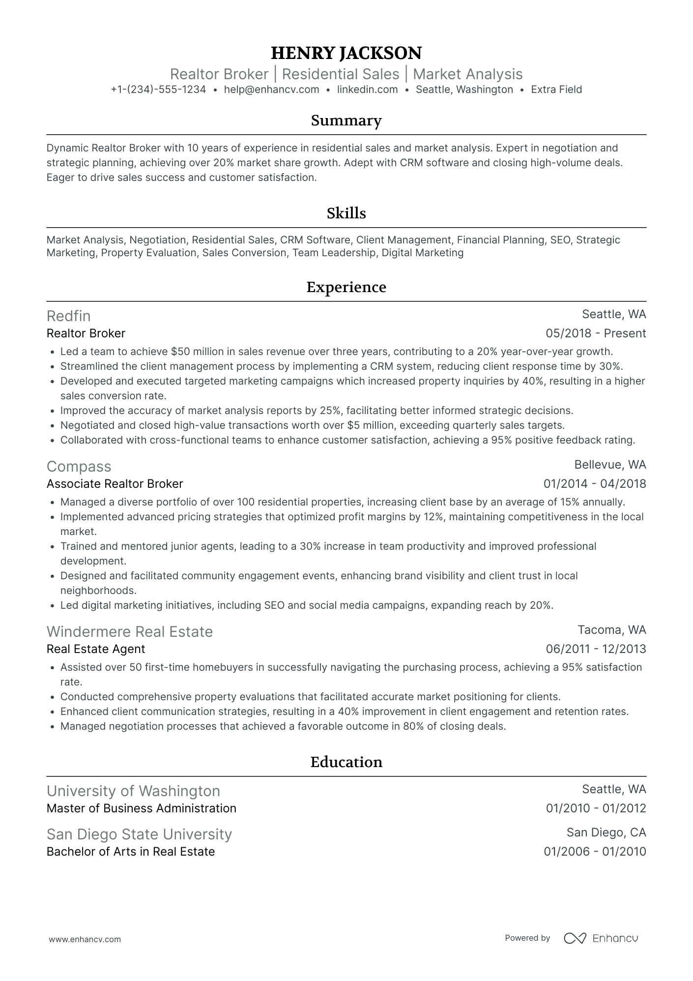 Realtor Broker Resume Example