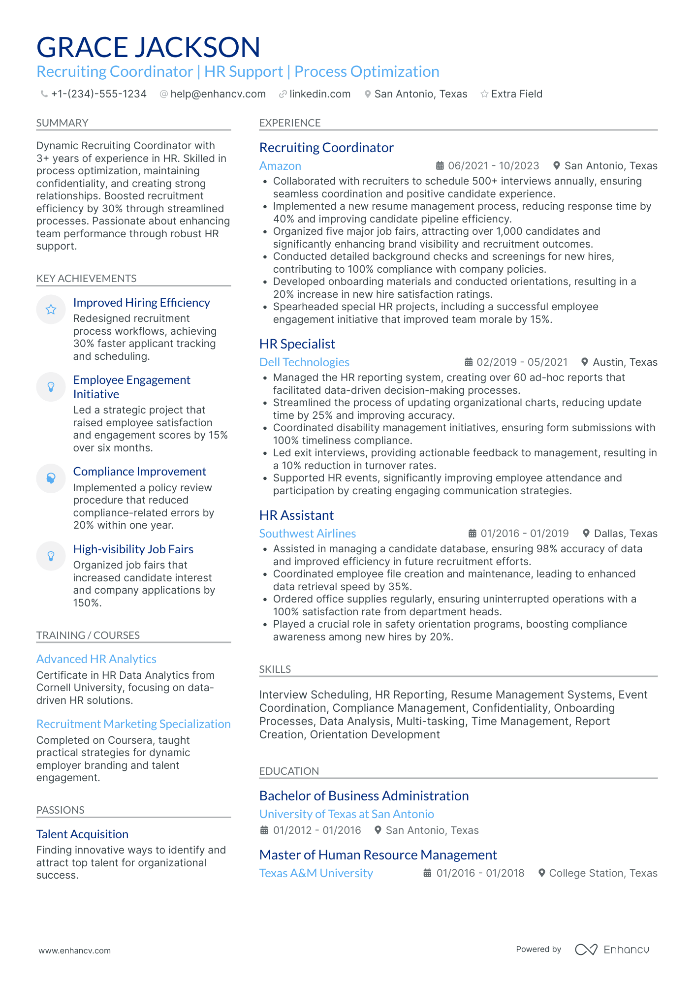 Entry Level Recruiting Coordinator Resume Example