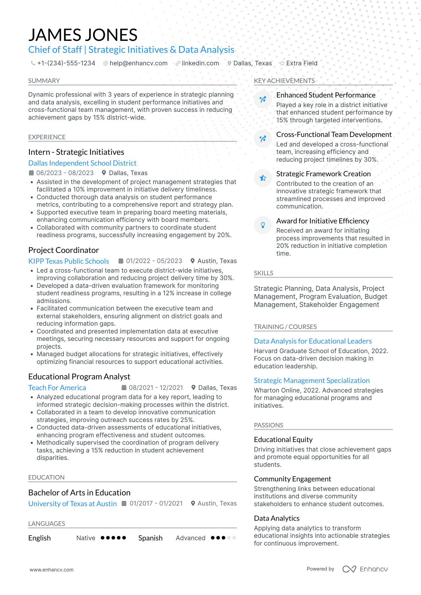 Junior Chief of Staff Resume Example