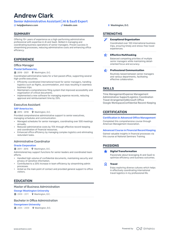 Executive Administrative Assistant Resume Example