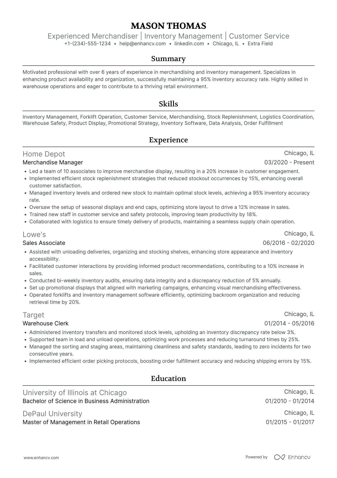 Overnight Stocker Resume Example