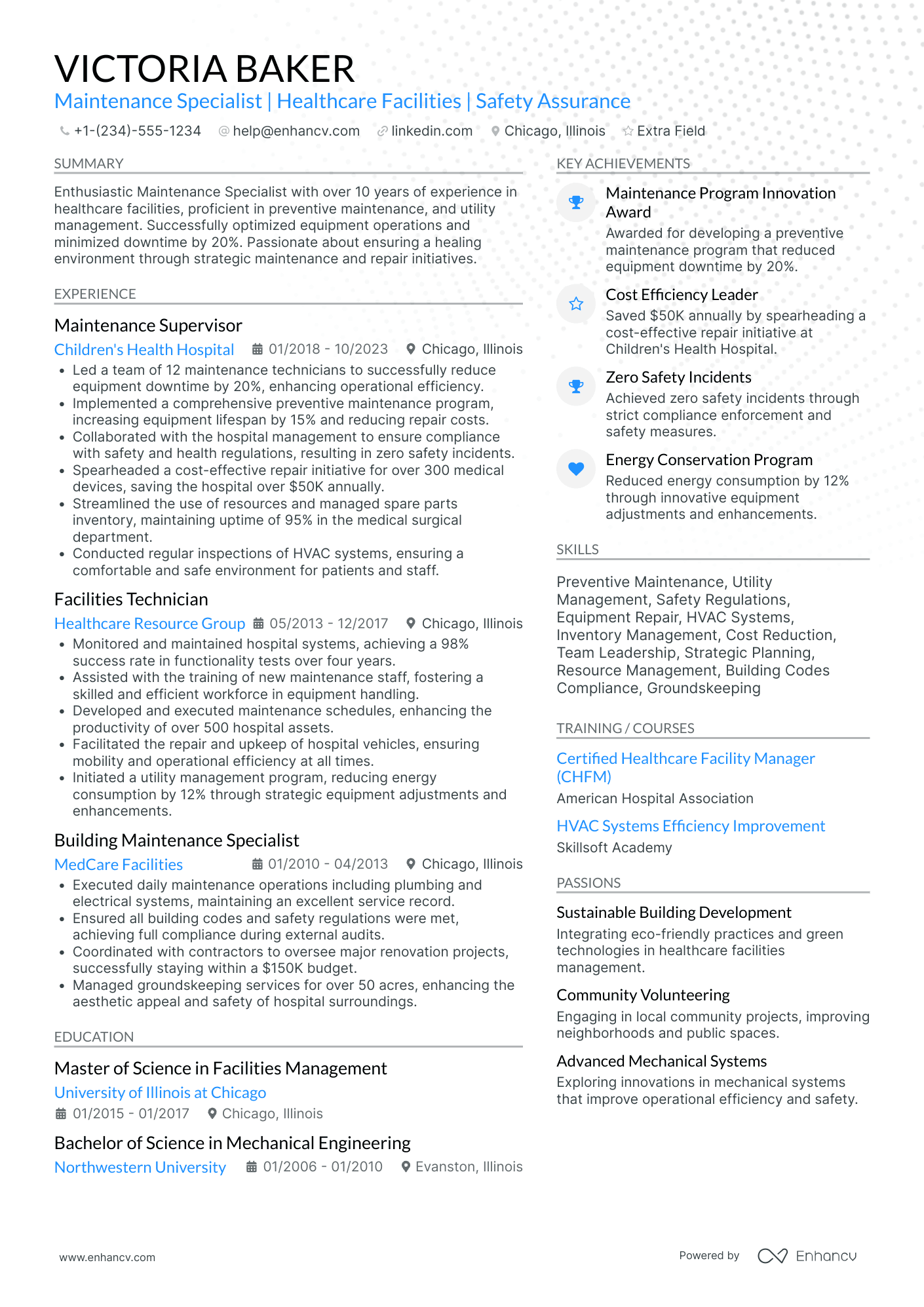 Residential Maintenance Technician Resume Example