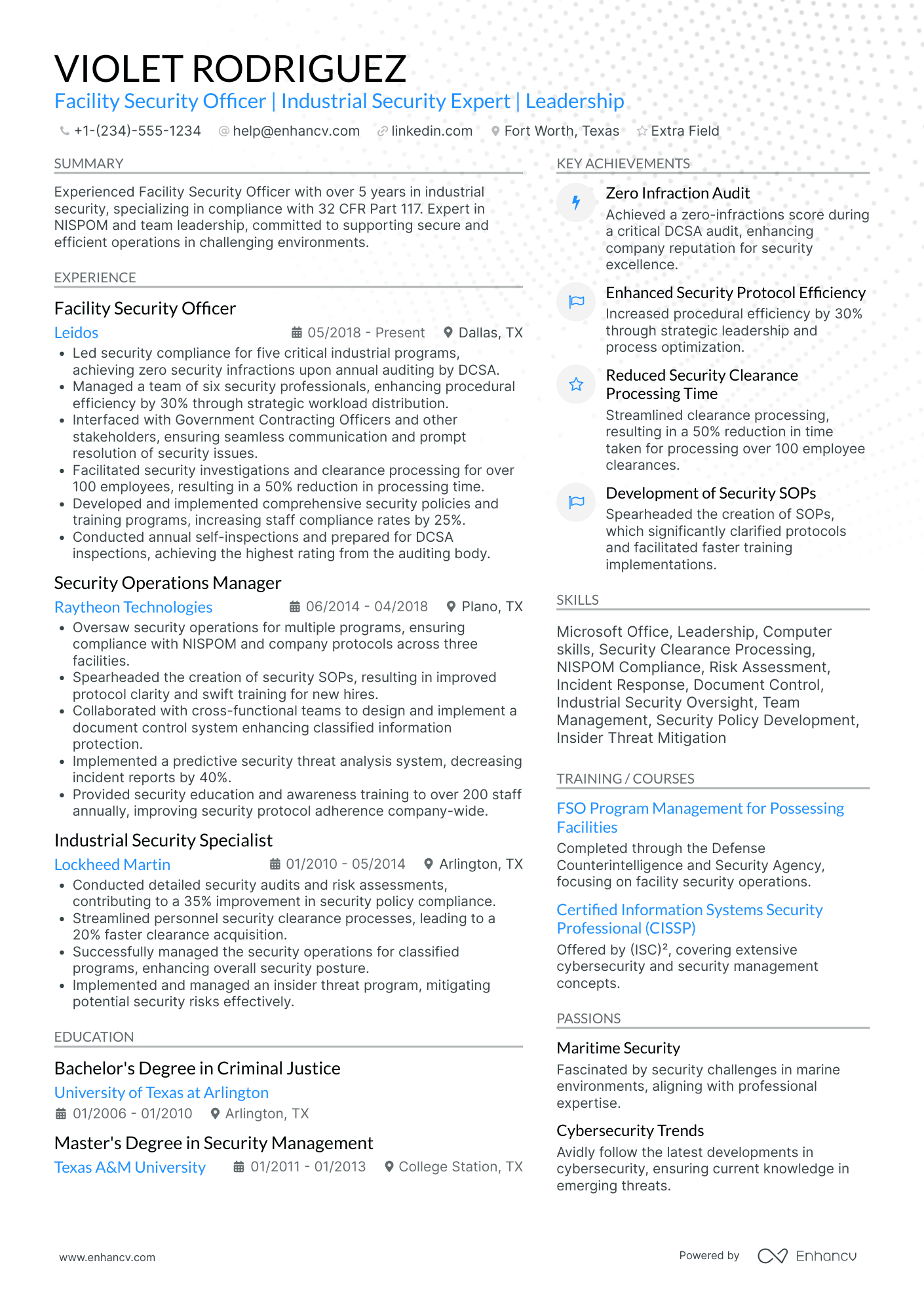 Maritime Security Officer Resume Example