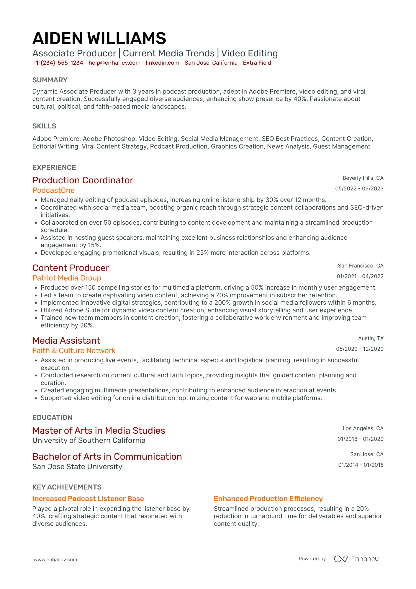 Podcaster Guest Coordinator Resume Example