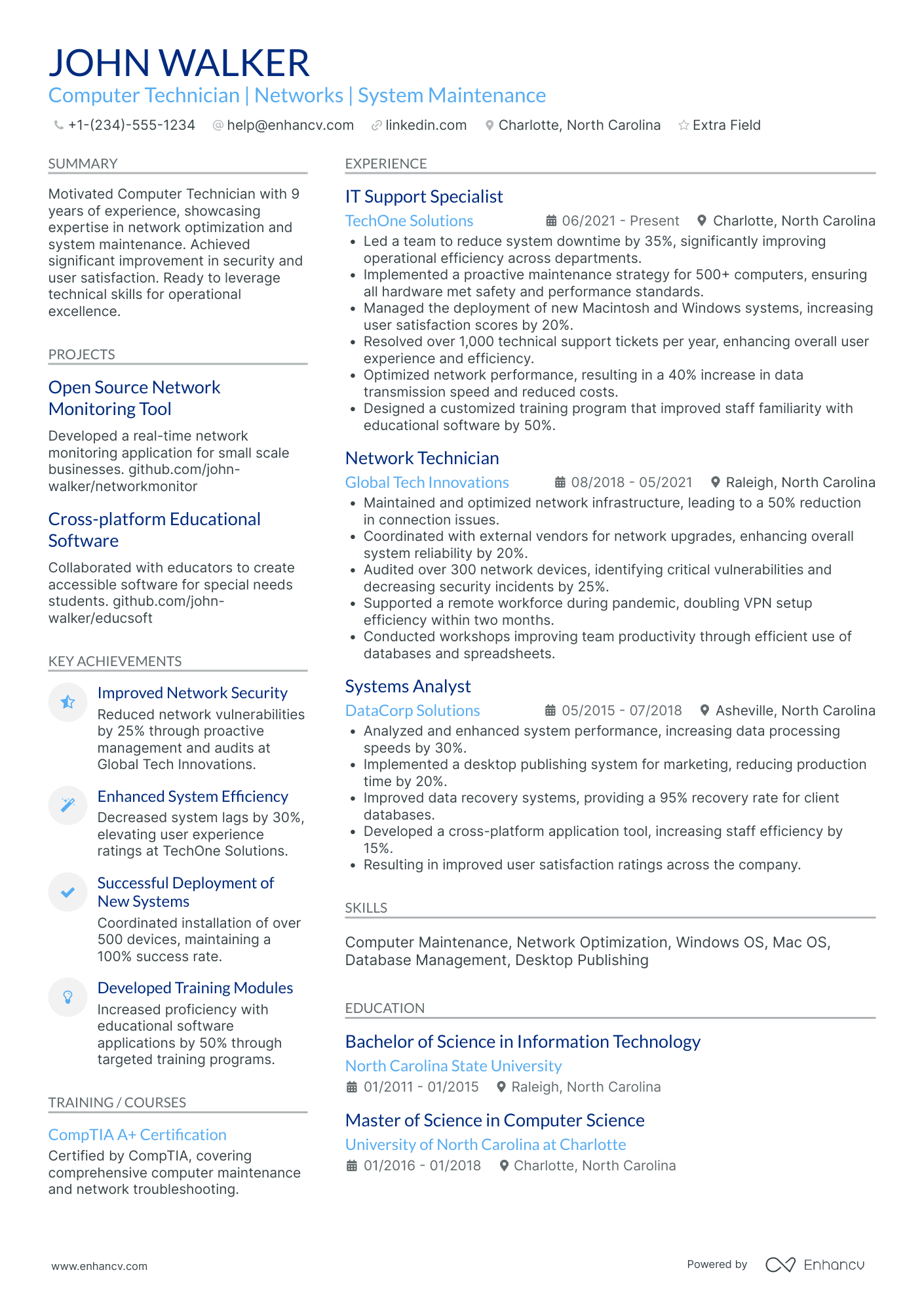 Desktop Computer Technician Resume Example