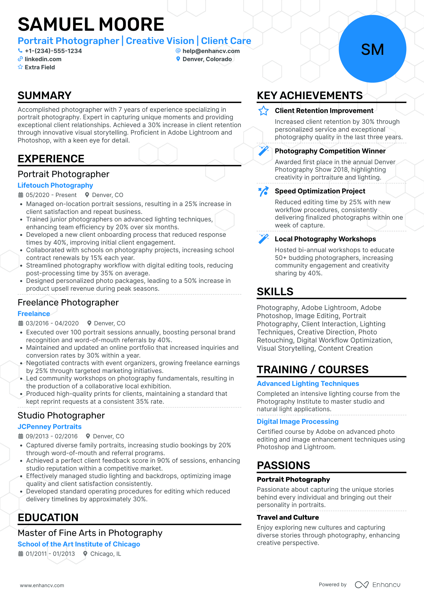 Portrait Photographer Resume Example