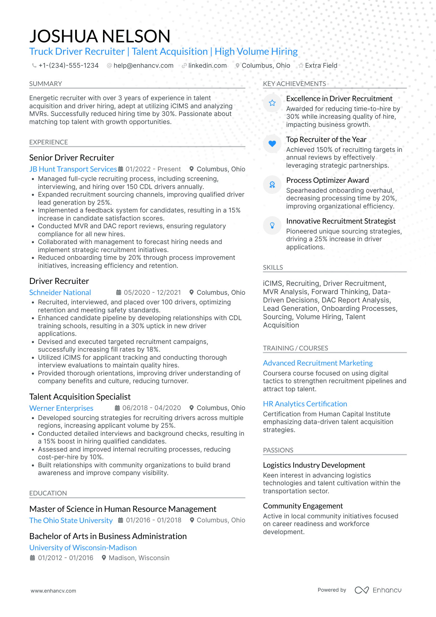 Truck Driver Recruiter Resume Example