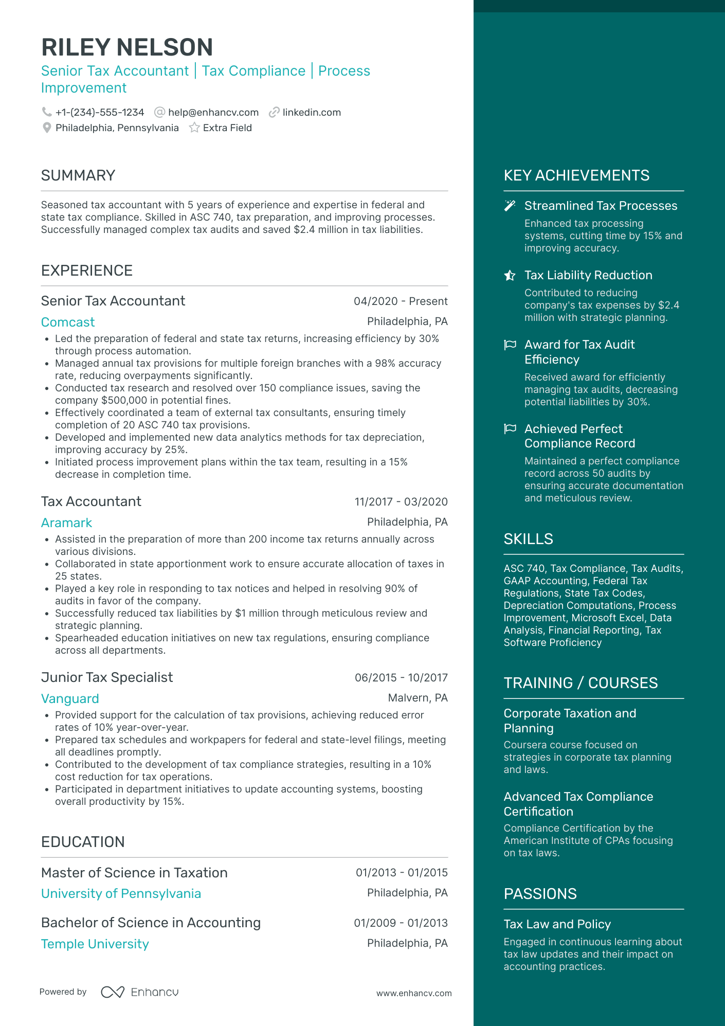 Federal Tax Accountant Resume Example