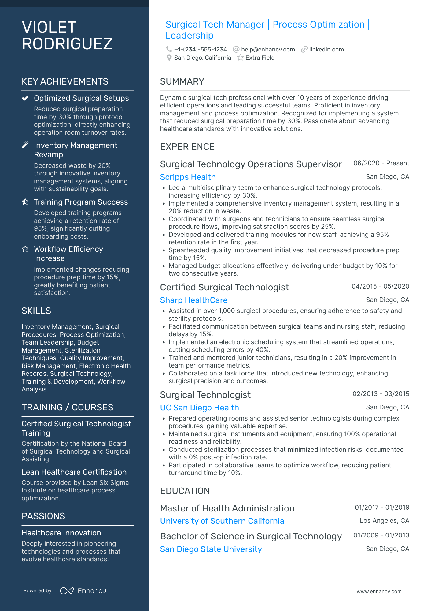 Surgical Tech Manager Resume Example