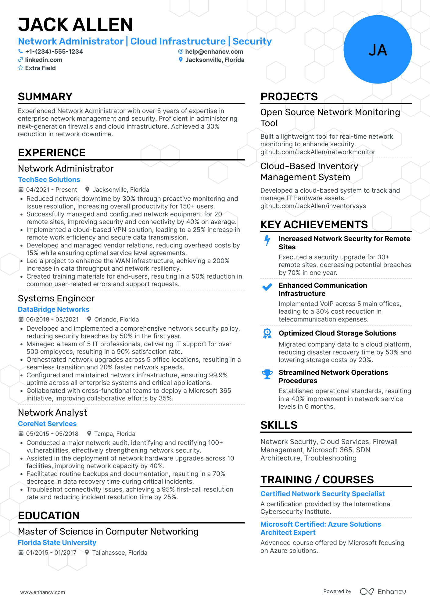 Network Administrator Consultant Resume Example