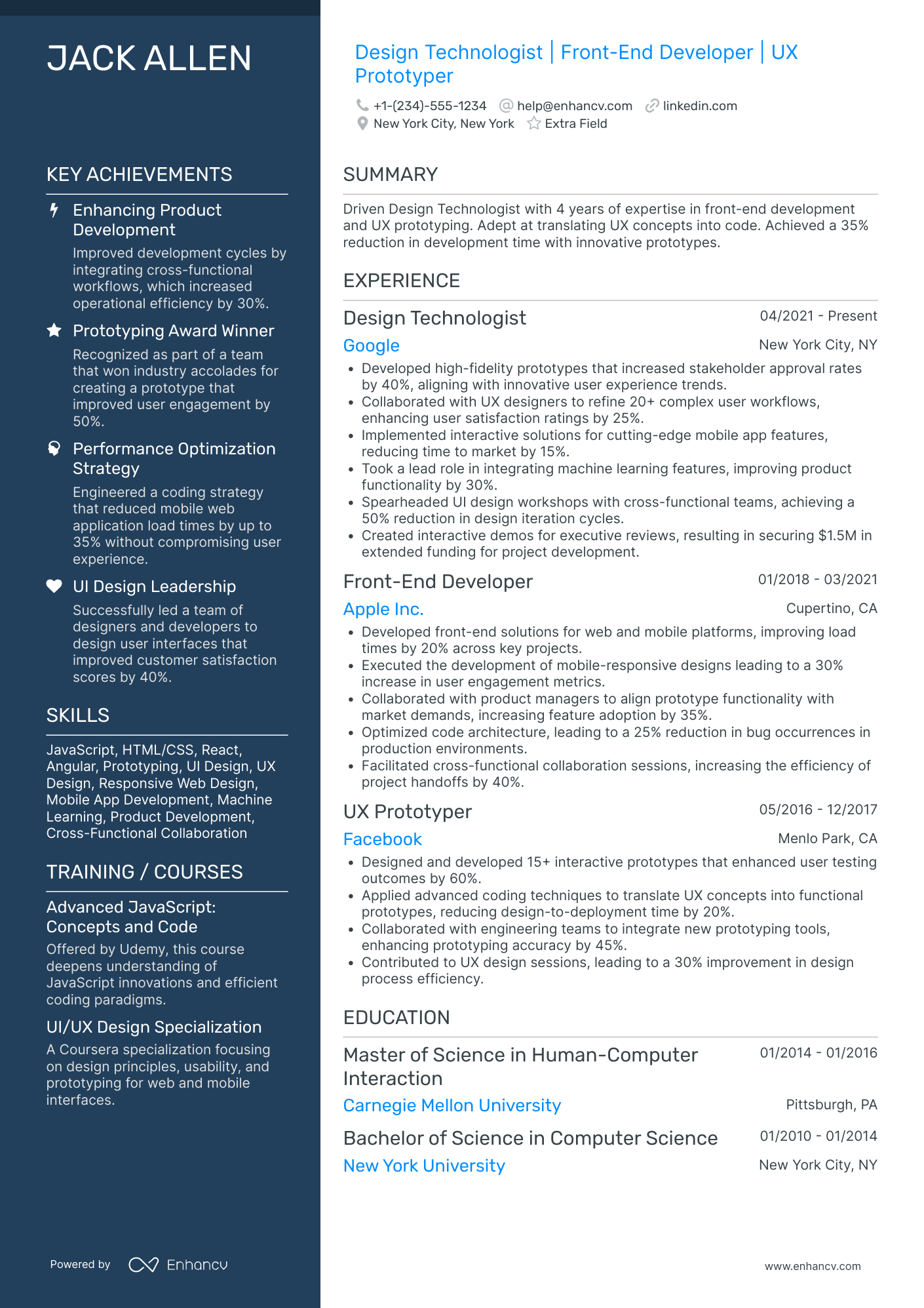 Mobile Web Designer Resume Example