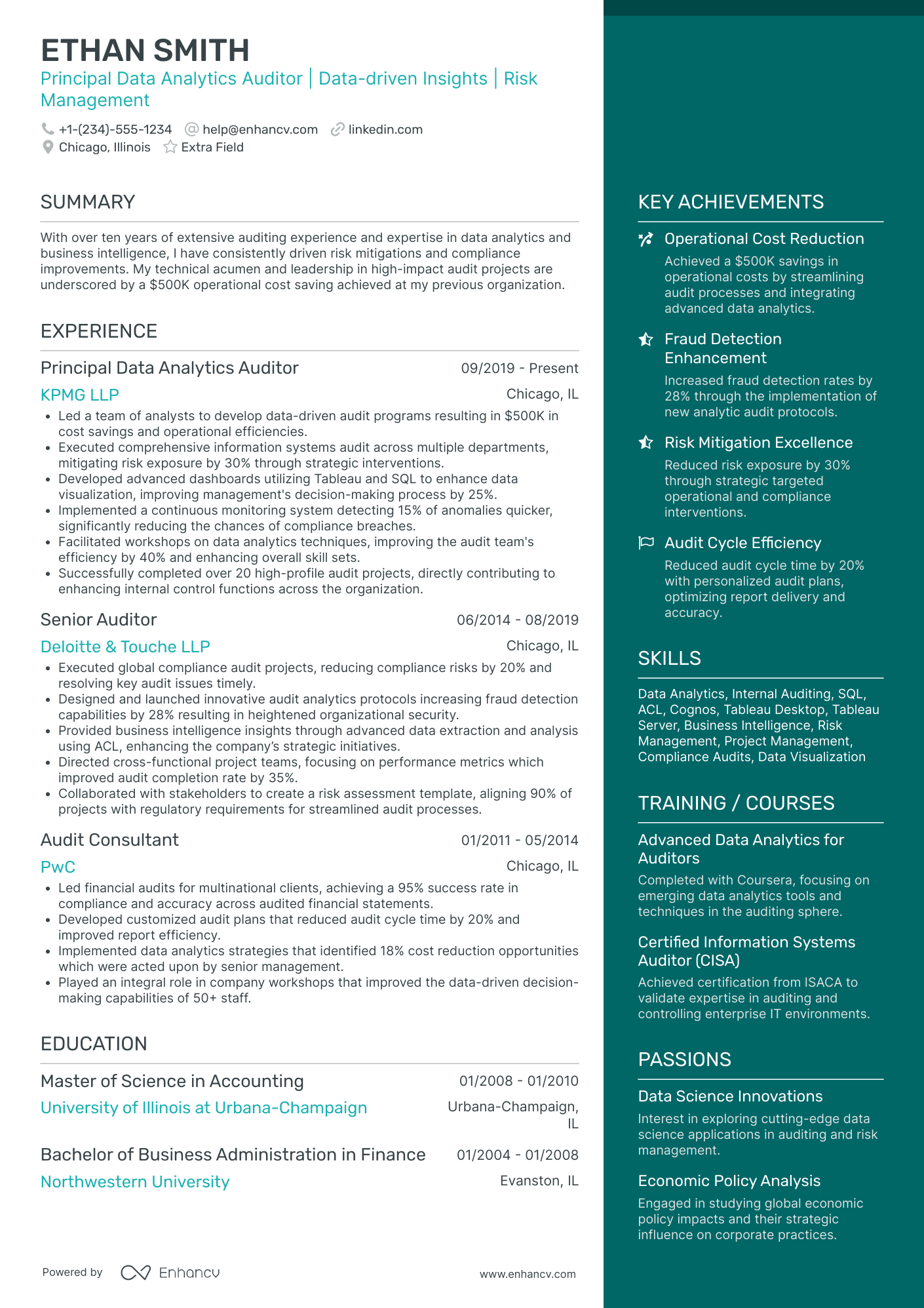 IT Audit Principal Resume Example