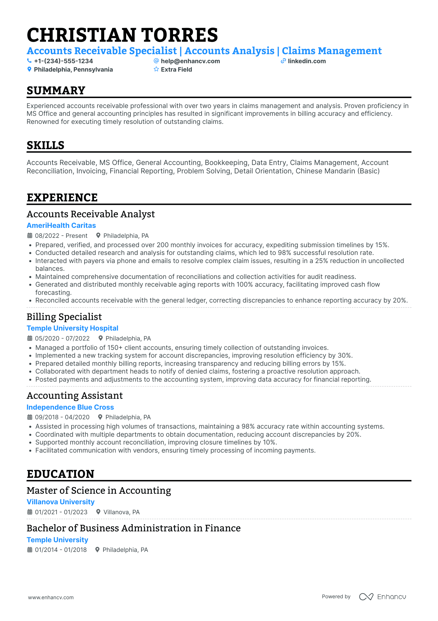 Accounts Receivable Officer Resume Example