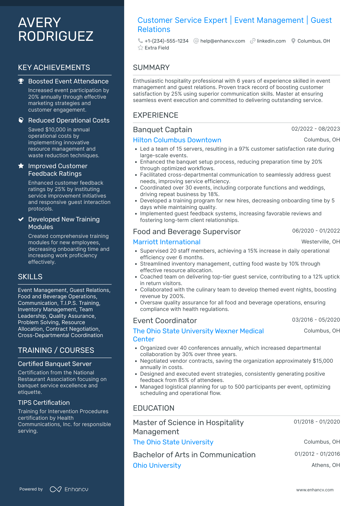 Event Waiter Resume Example