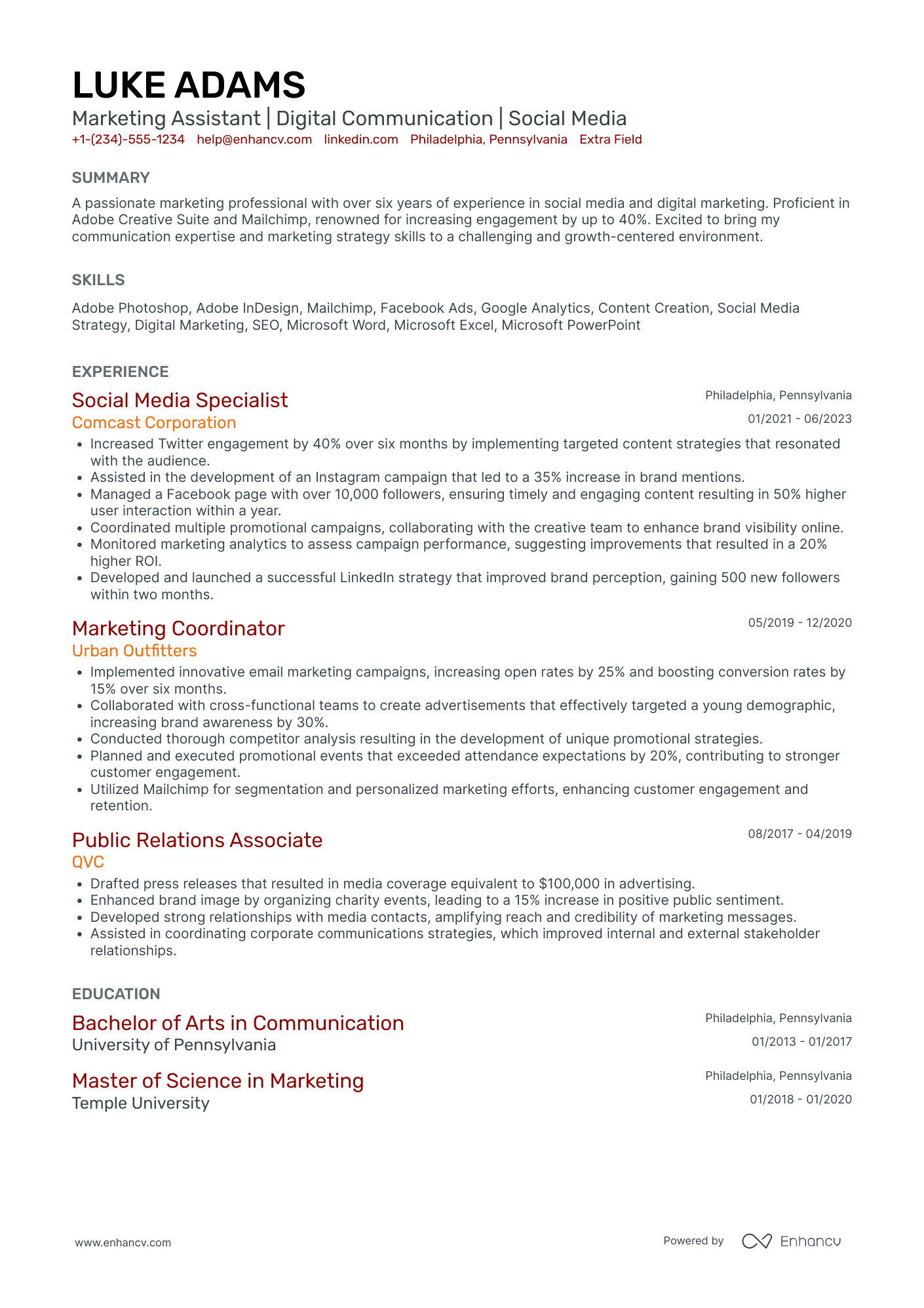 Entry Level Marketing Assistant Resume Example