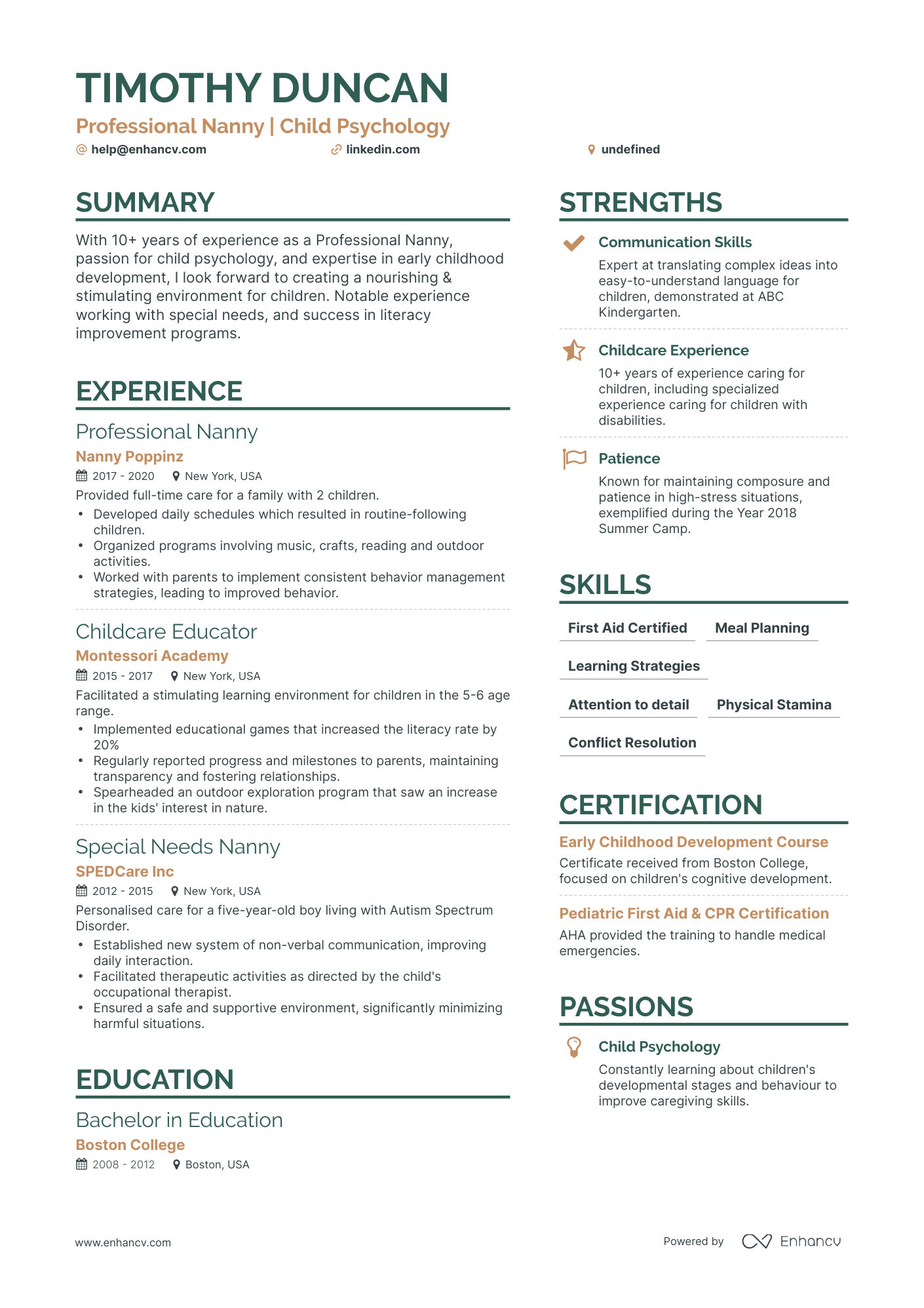 11 Nanny Resume Examples & Guide for 2024