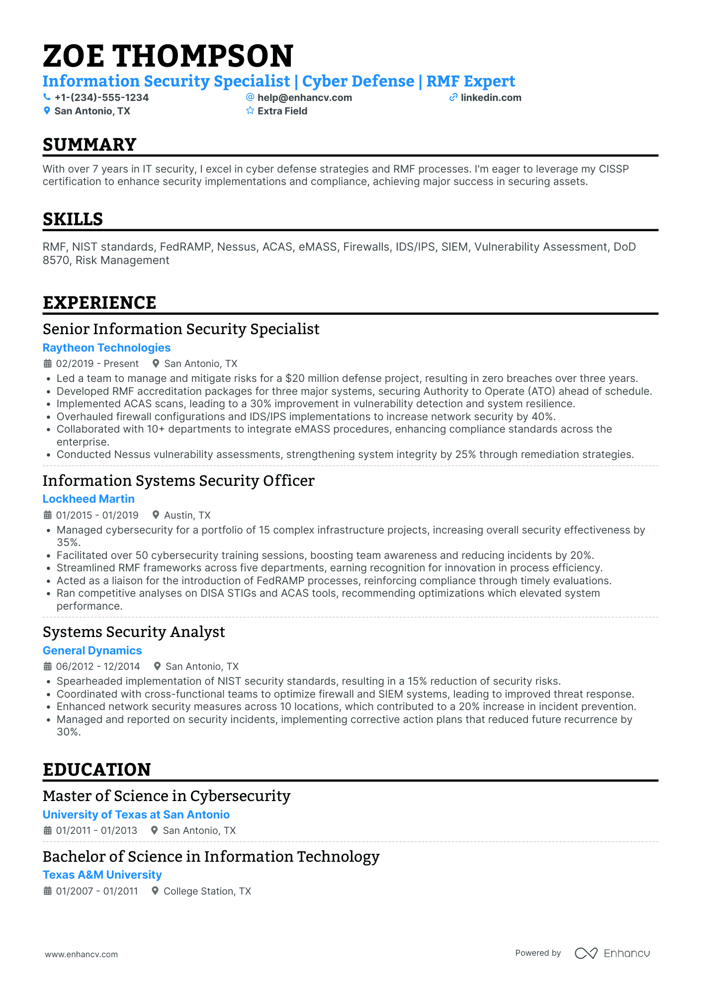 Deloitte Cyber Risk Services Specialist Resume Example