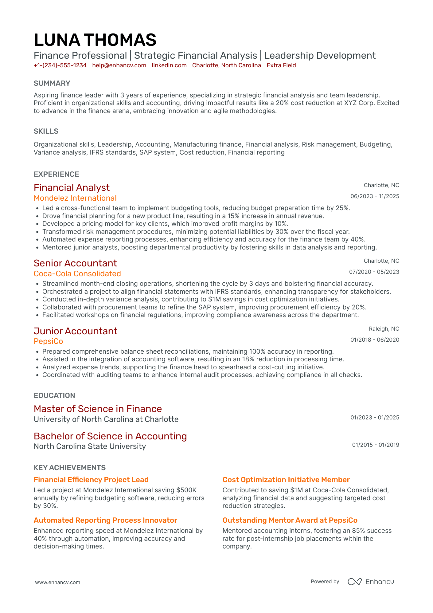 Finance Trainee Resume Example