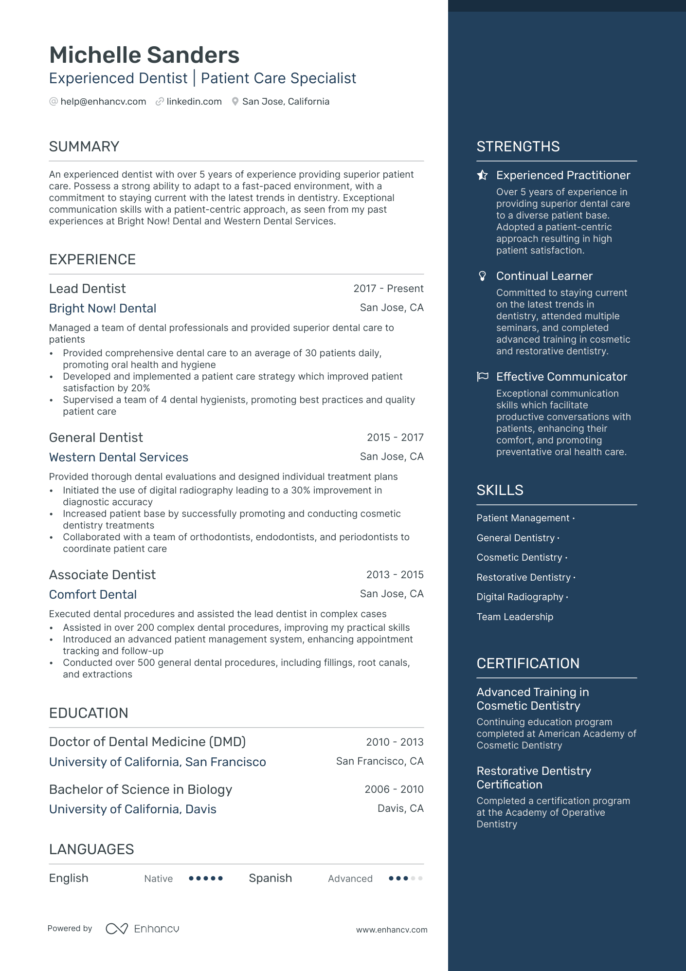 General Dentist Resume Example