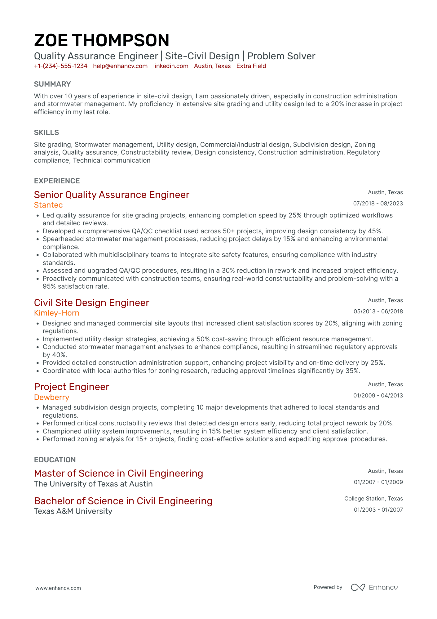 Industrial Design Quality Assurance Resume Example