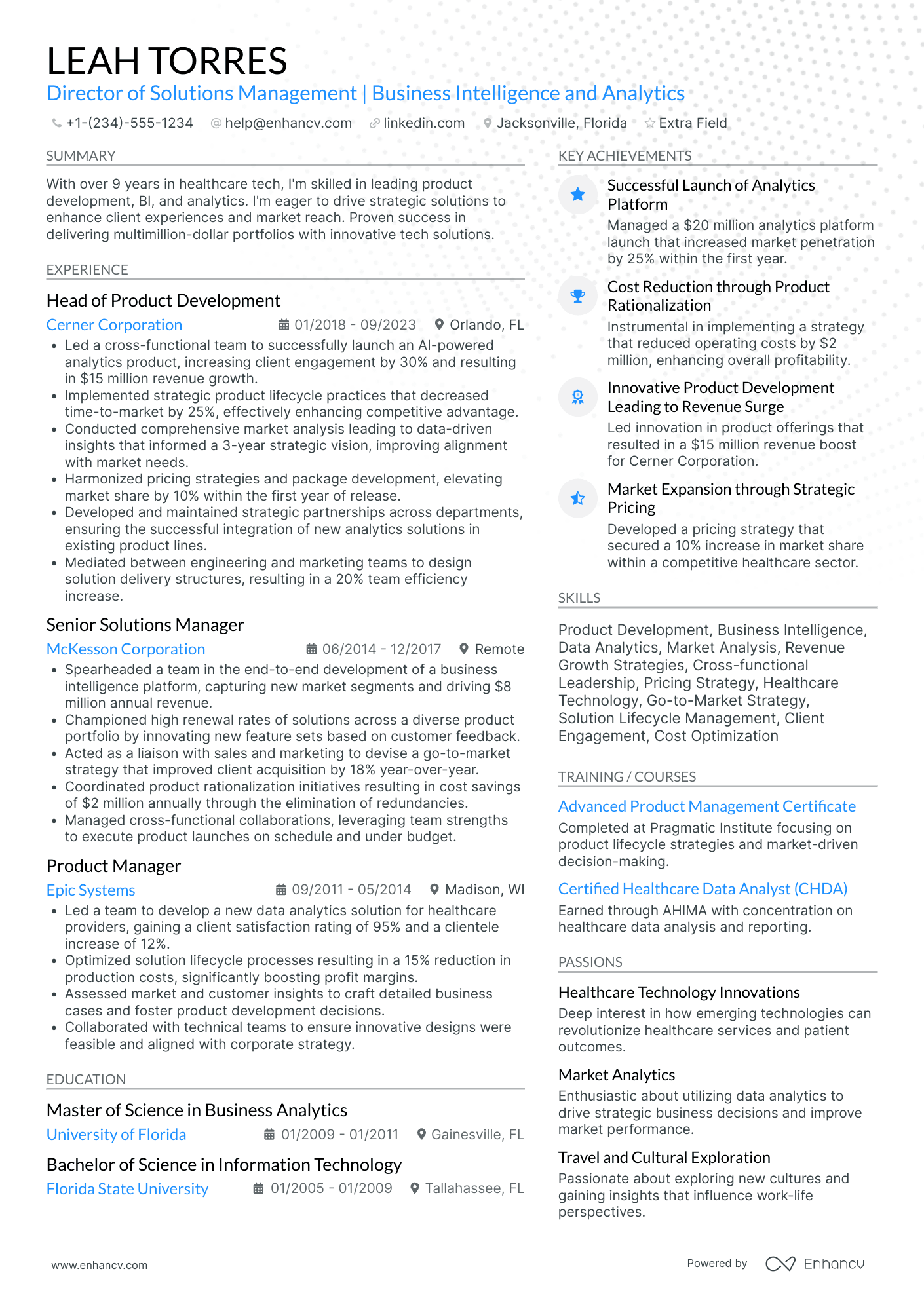 Business Intelligence Solutions Architect Resume Example