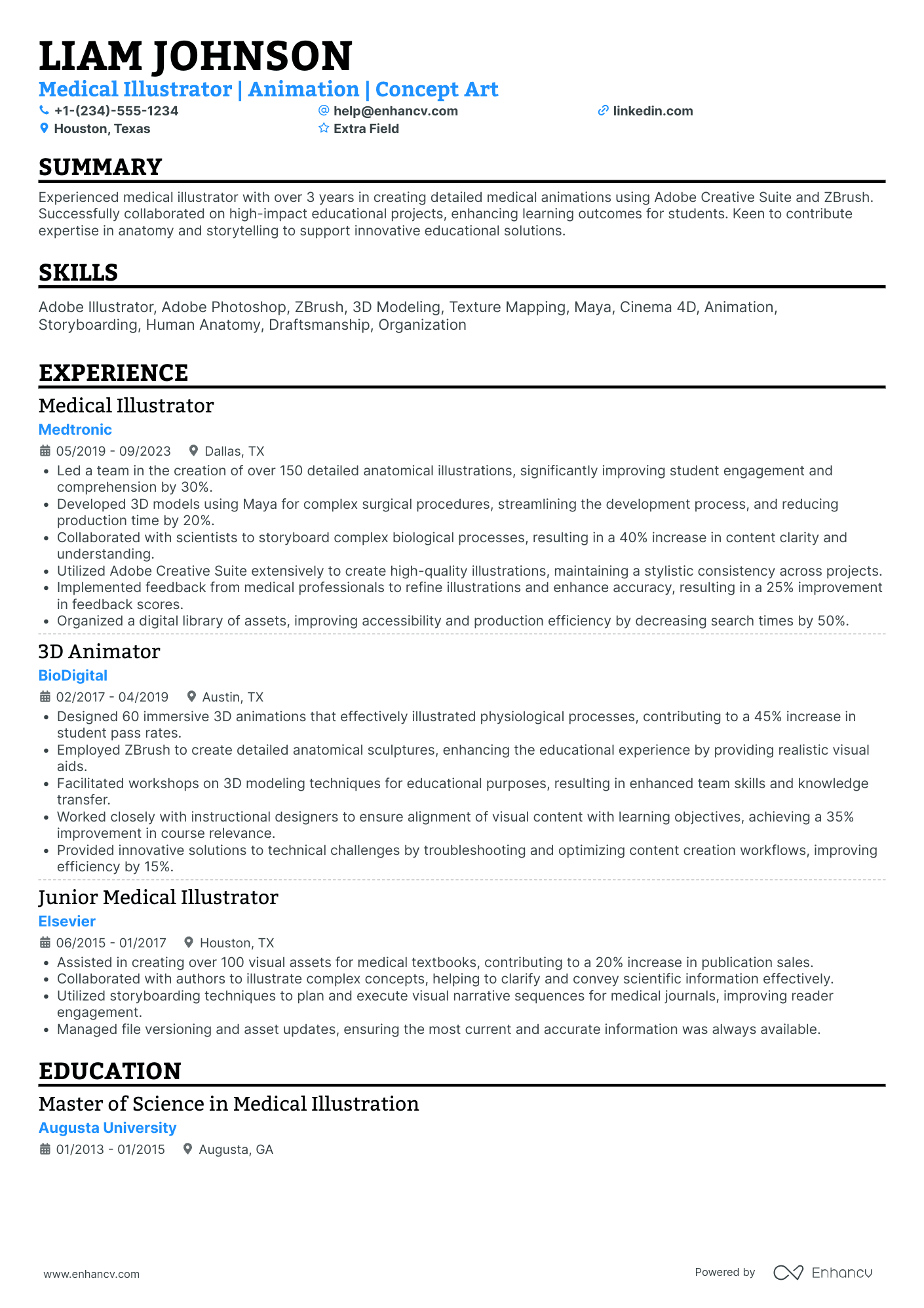 Medical Illustrator Resume Example