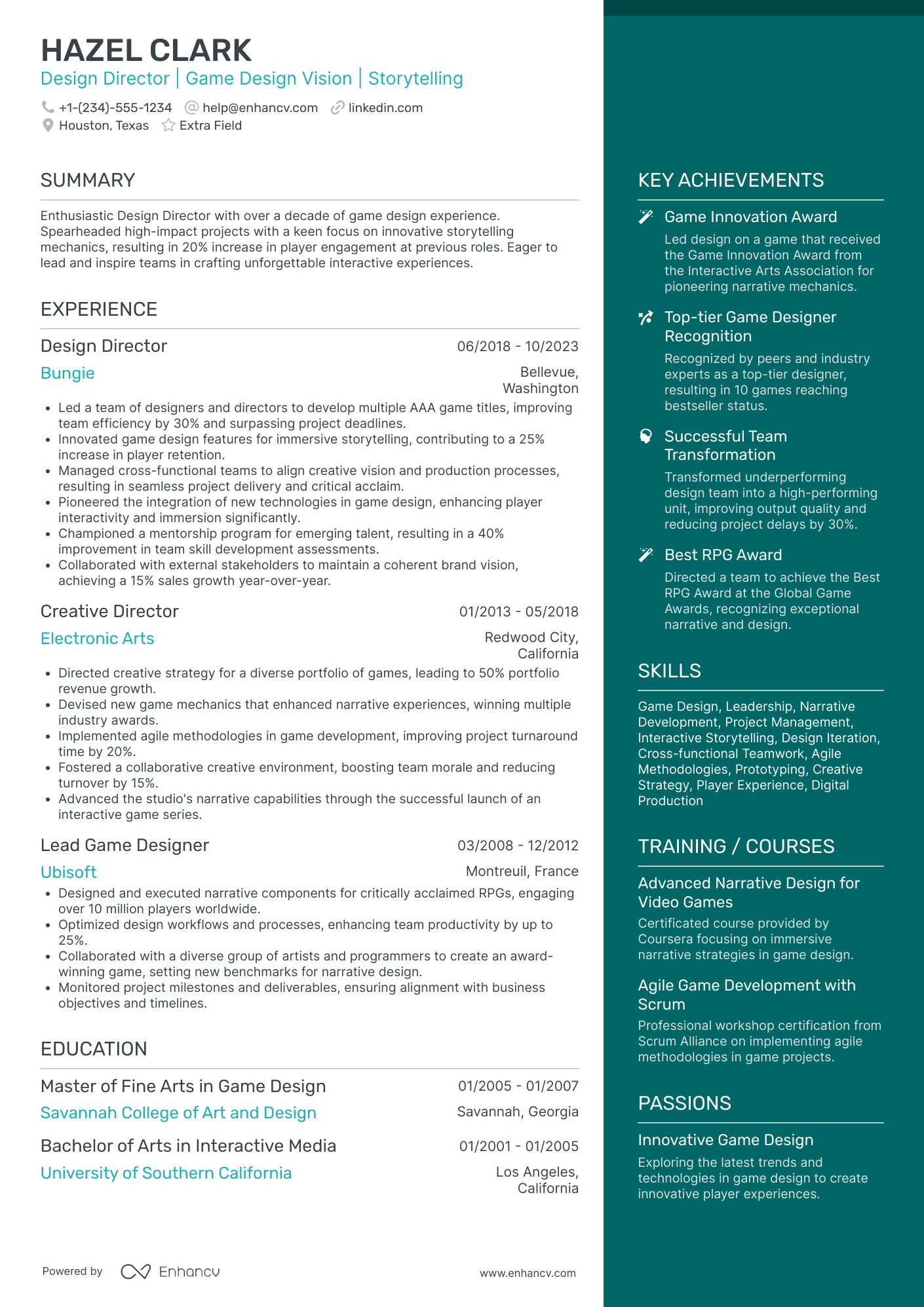 Video Game Illustrator Resume Example