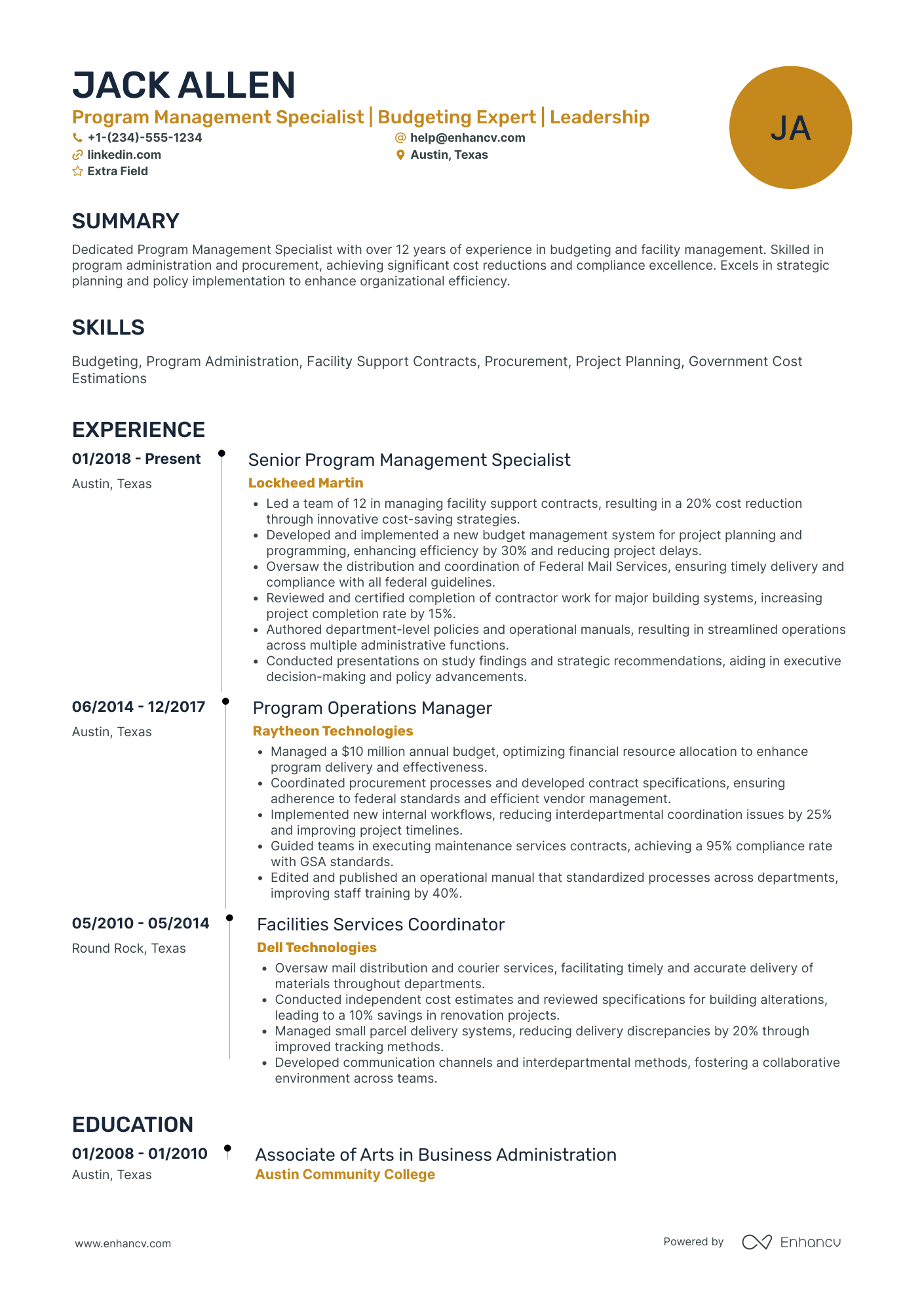 Secretary of Commerce Resume Example