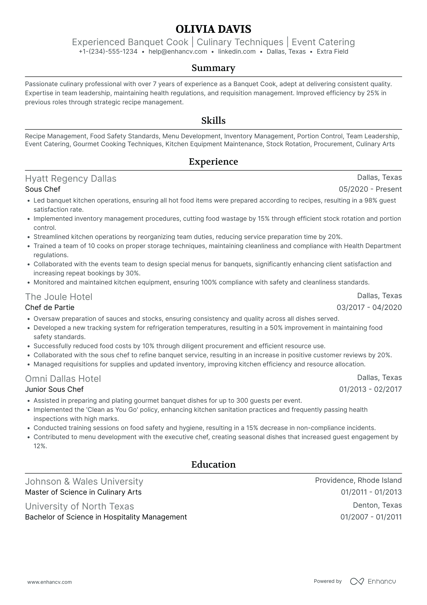 Banquet Cook Resume Example